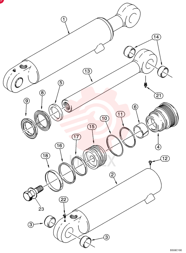 HYDRAULIC CYLINDER,Double Acting, 44.4mm Rod, 76.2mm Bore, 230.6mm Stroke