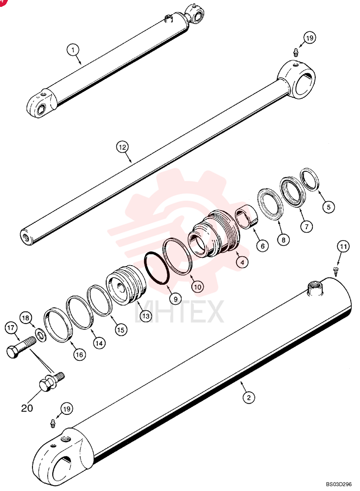 LIFT CYLINDER,Double Acting, 44.4mm Rod, 766mm Stroke