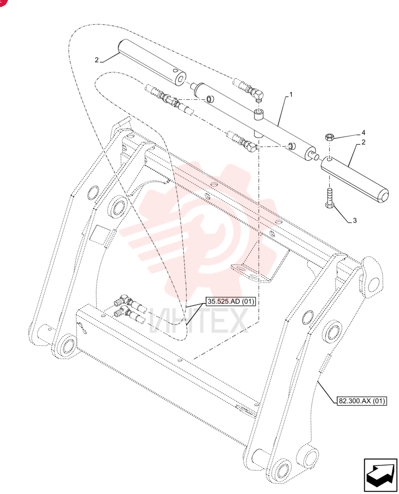 HYDRAULIC CYLINDER,25.4mm Rod, 203.2mm Stroke