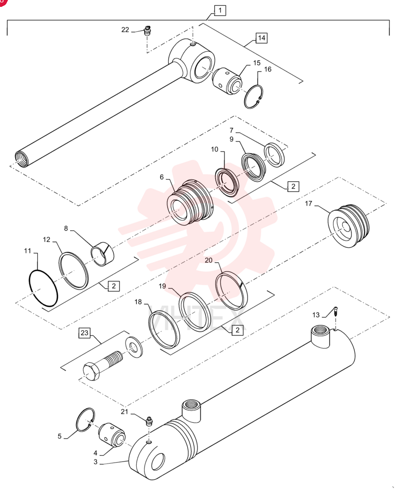 LIFT CYLINDER,Double Acting, 38.1mm Rod, 207.2mm Stroke