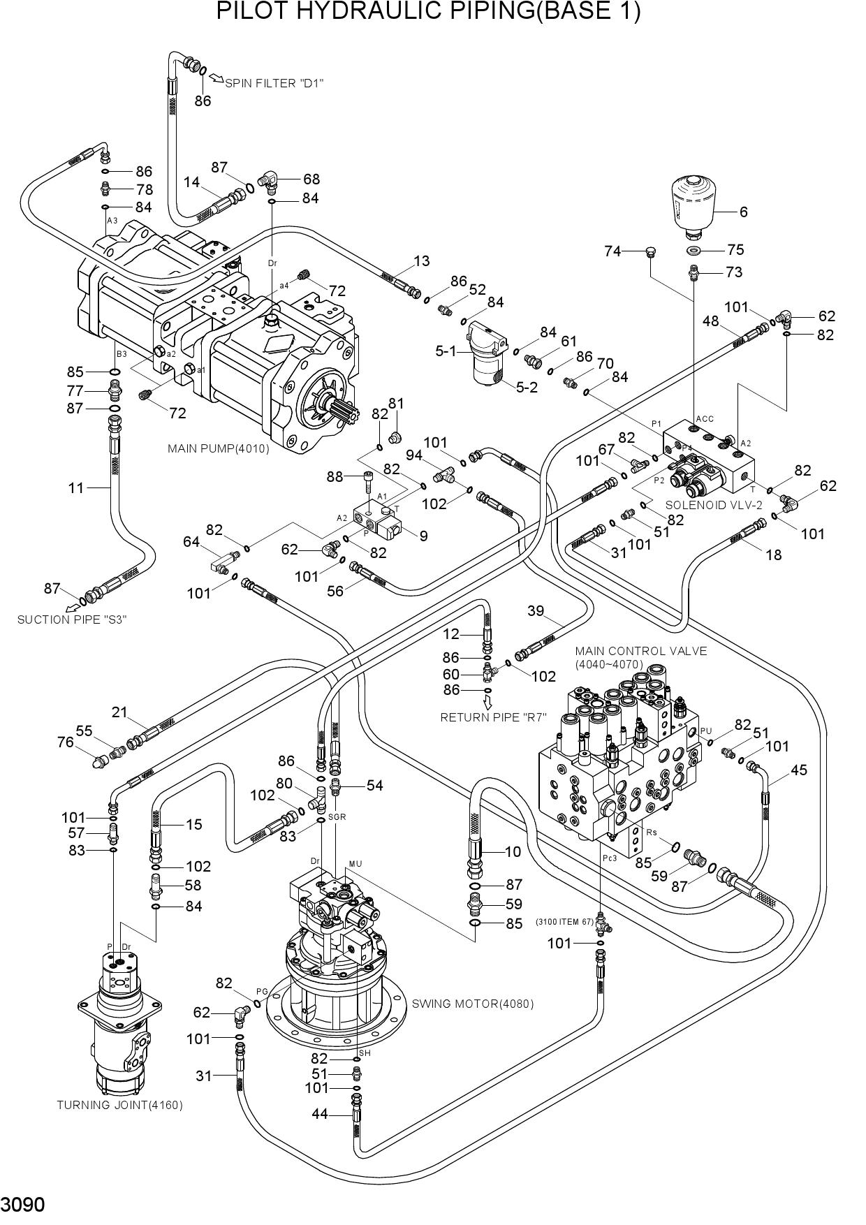PILOT HYDRAULIC PIPING(BASE 1)