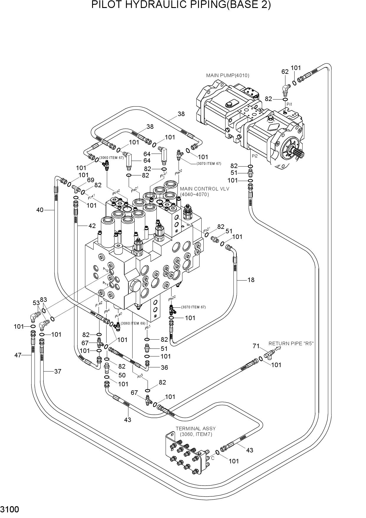 PILOT HYDRAULIC PIPING(BASE 2)