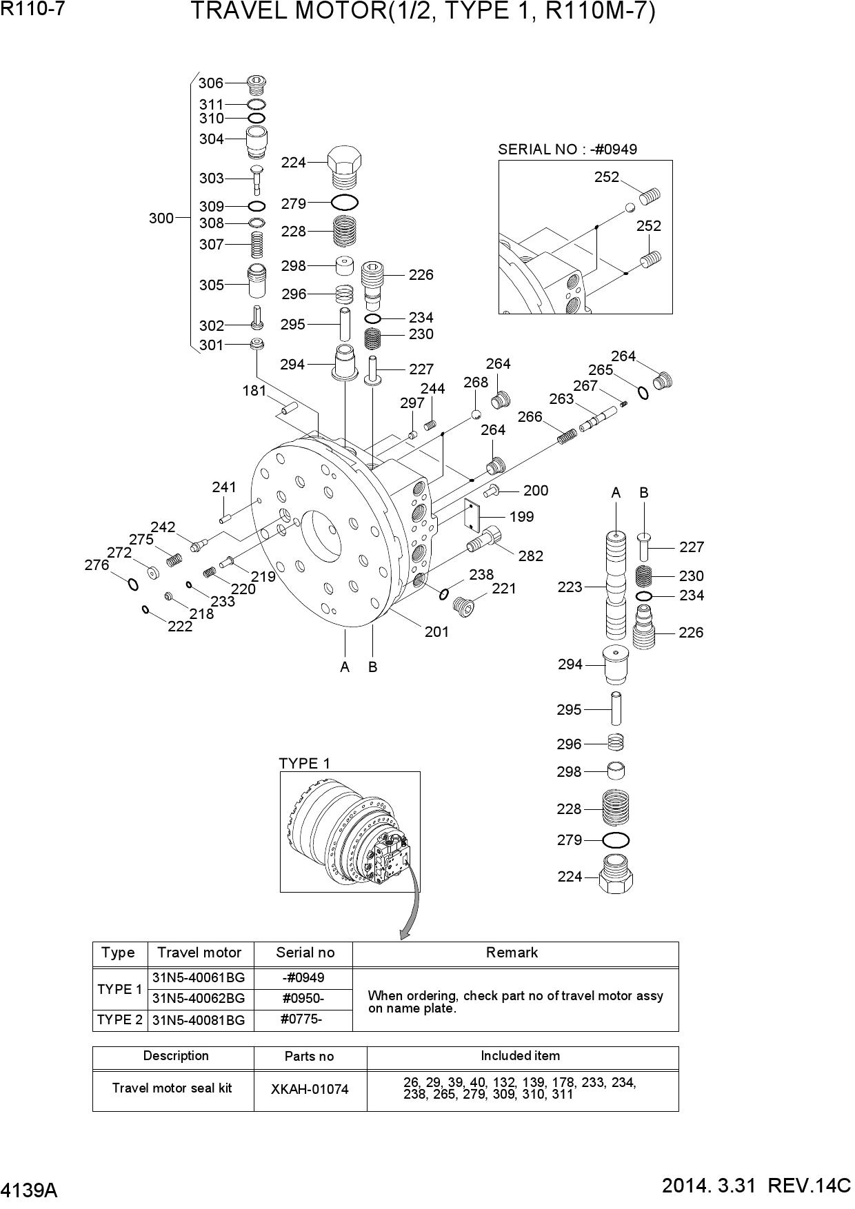 TRAVEL MOTOR(1/2, TYPE 1, R110M-7)