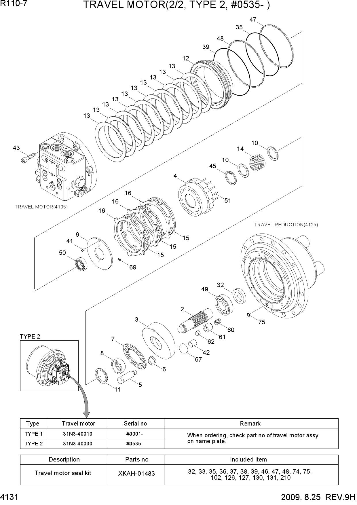 TRAVEL MOTOR(2/2, TYPE 2, #0535-)