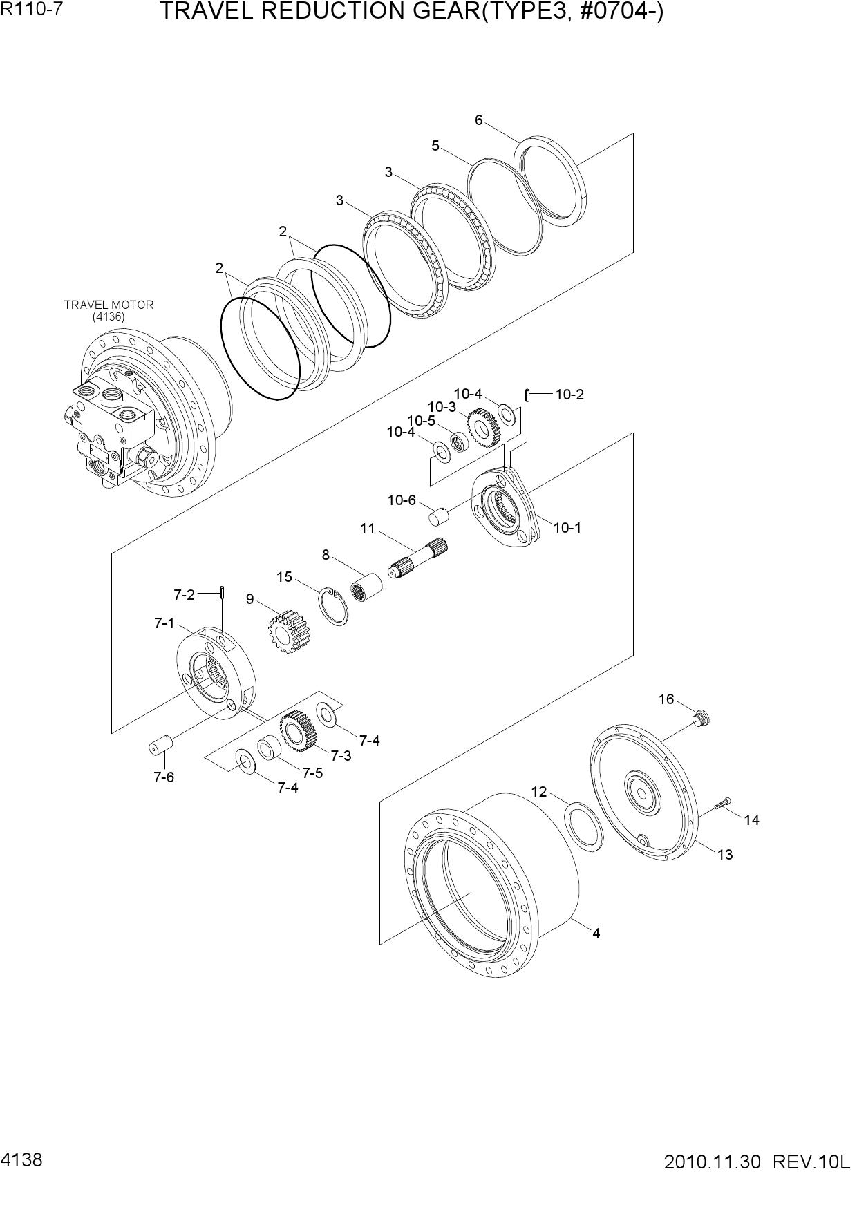 TRAVEL REDUCTION GEAR(TYPE 3, #0704-)