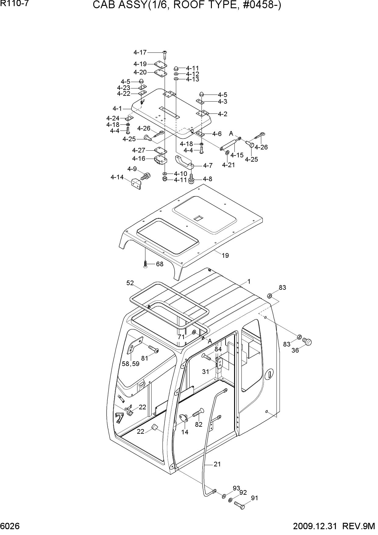 CAB ASSY(1/6, ROOF TYPE, #0458-)
