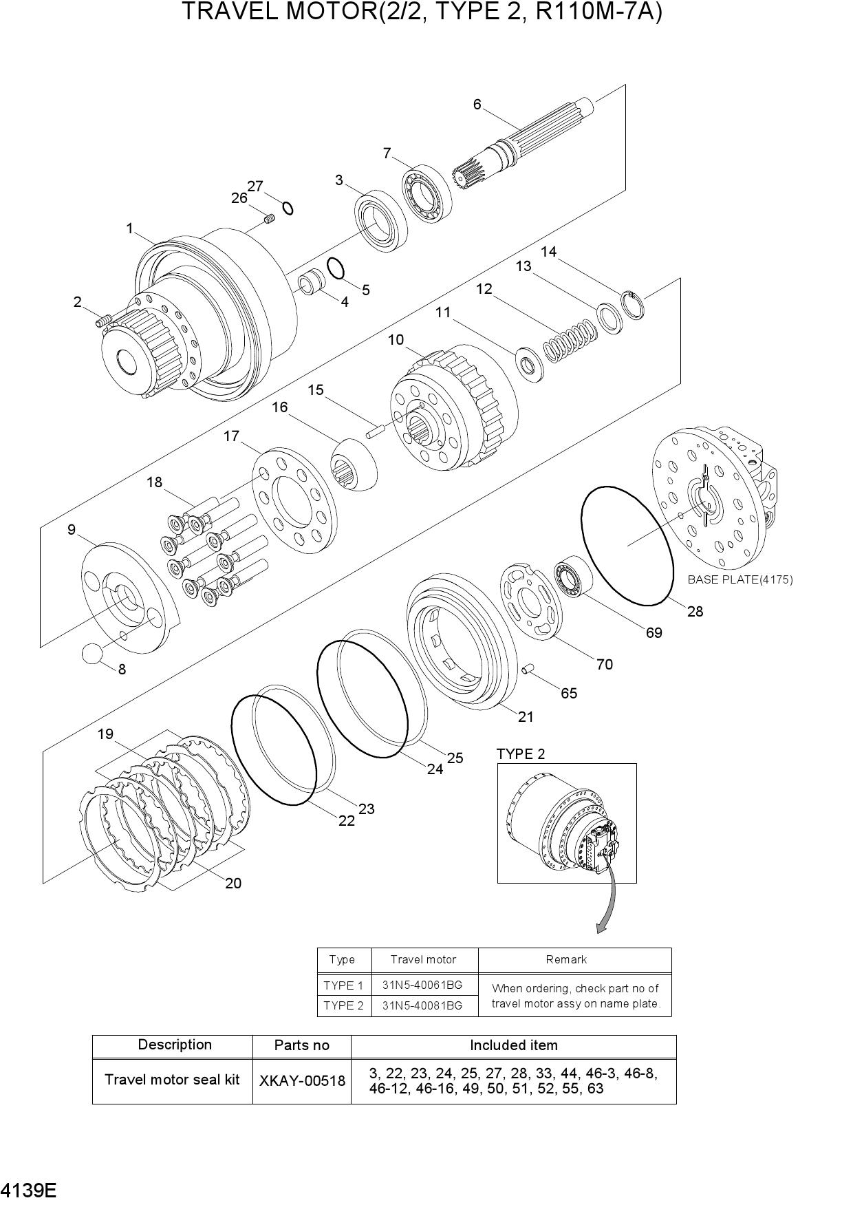 TRAVEL MOTOR(1/2, TYPE 2, R110M-7A)