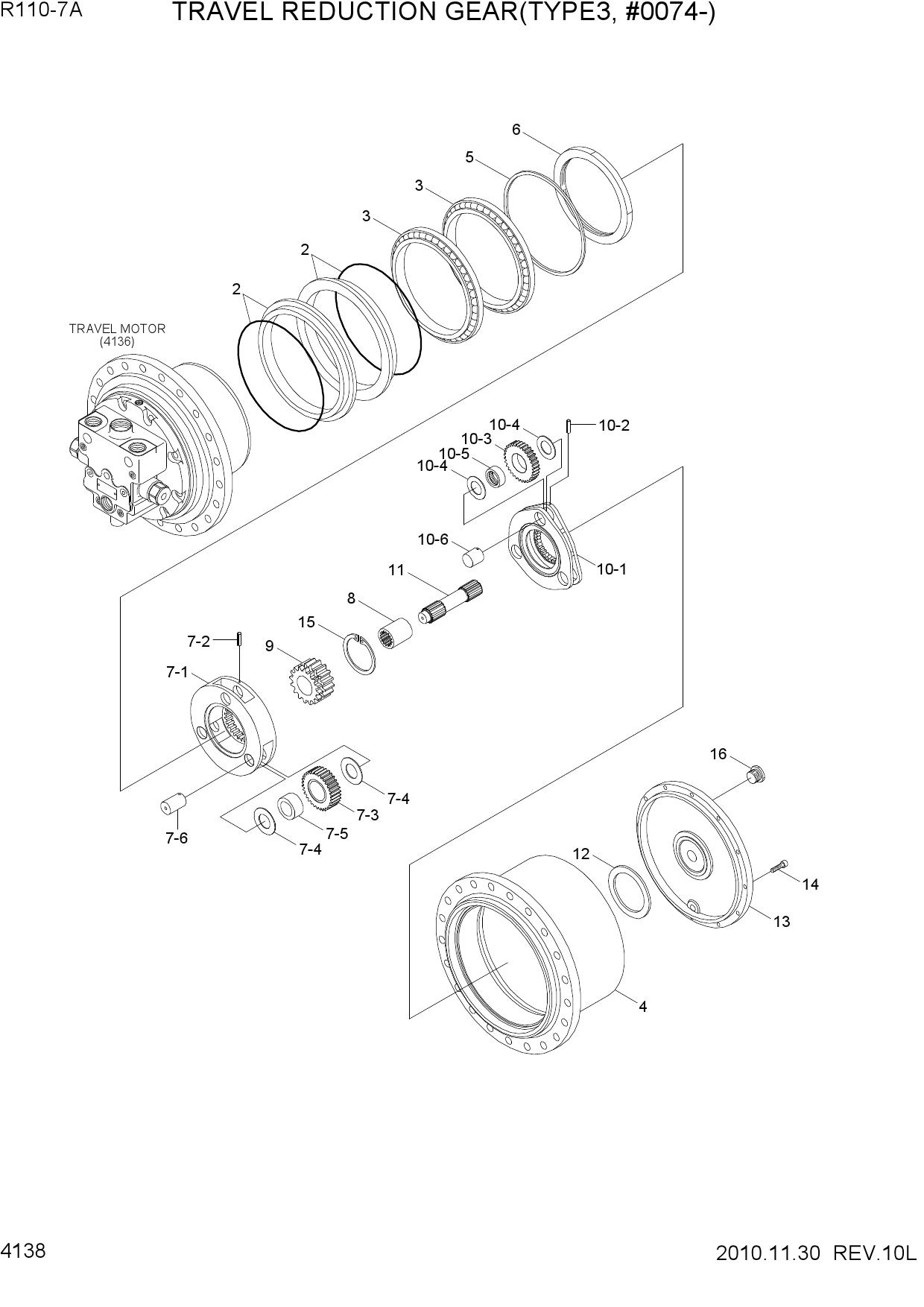 TRAVEL REDUCTION GEAR(TYPE 3, #0074-)