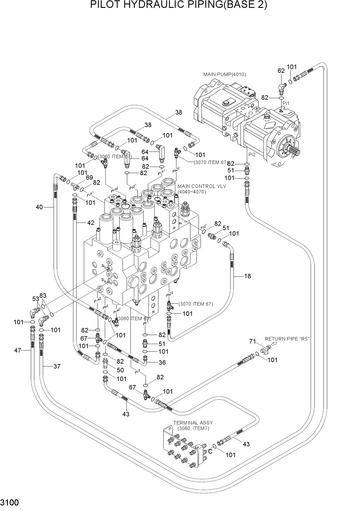 PILOT HYDRAULIC PIPING(BASE 2)