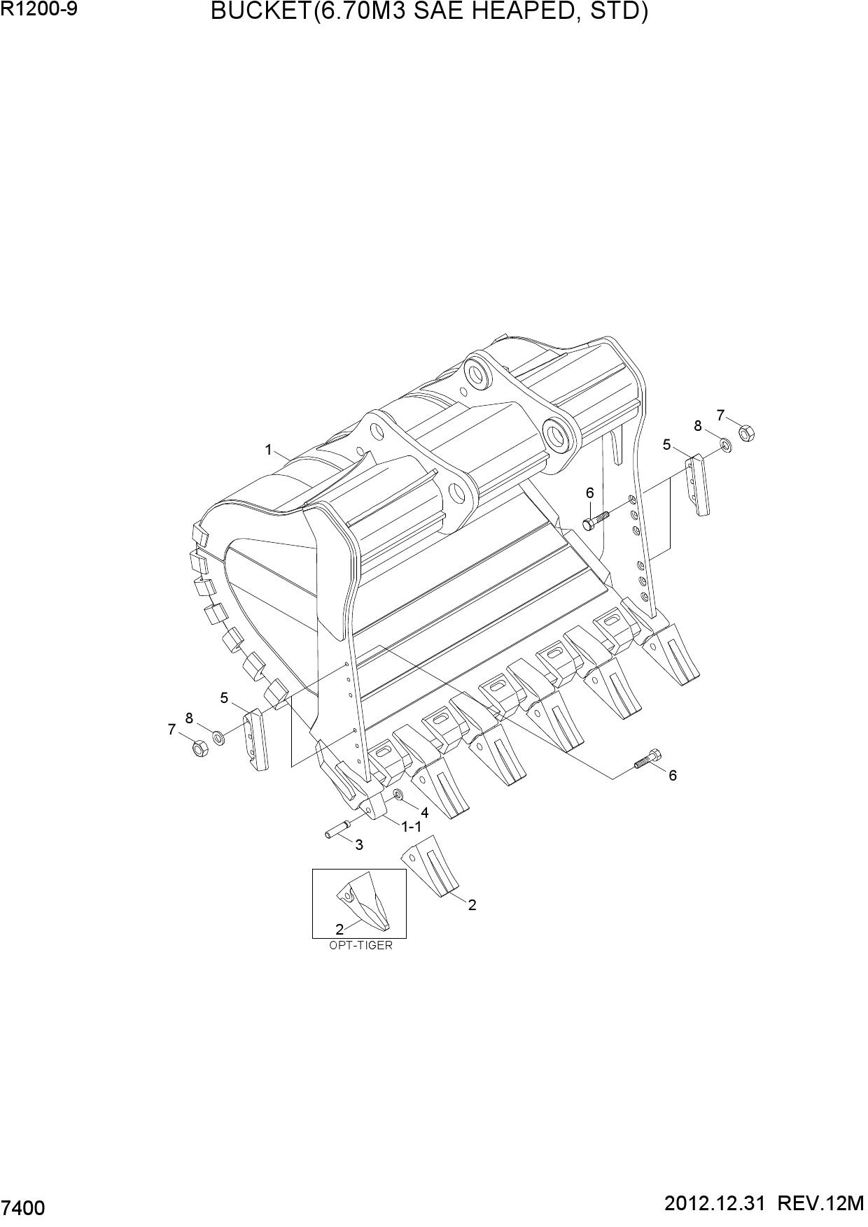 BUCKET(6.70M3 SAE HEAPED, STD)