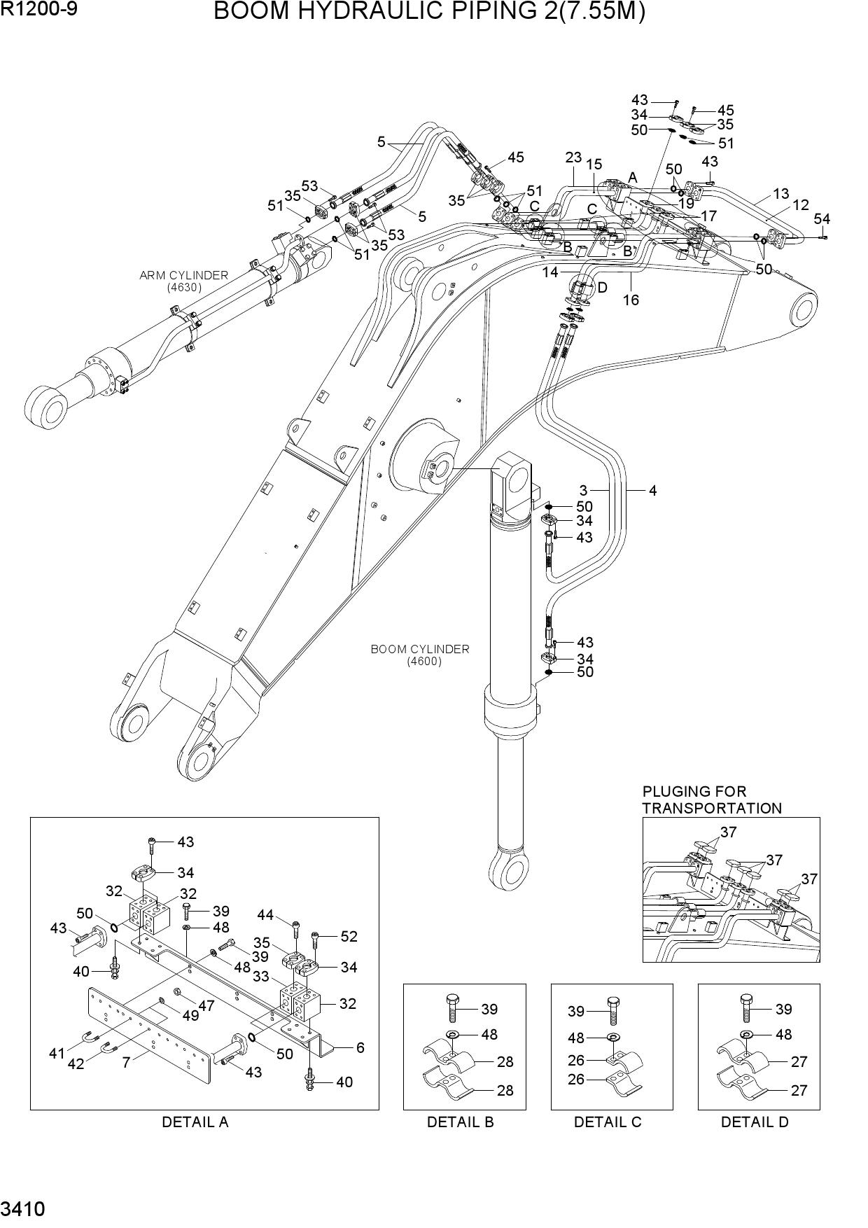 BOOM HYDRAULIC PIPING 2(7.55M)