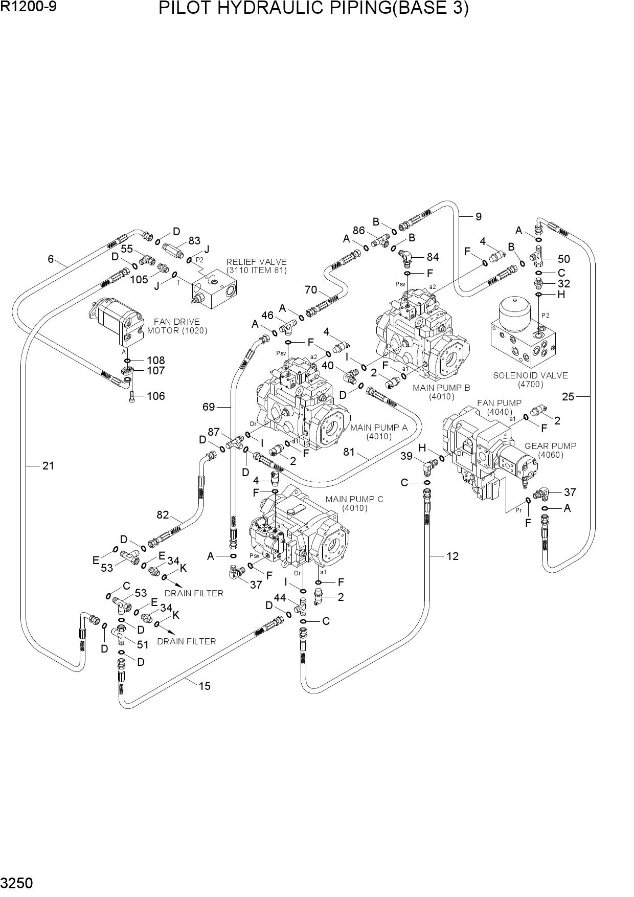PILOT HYDRAULIC PIPING(BASE 3)