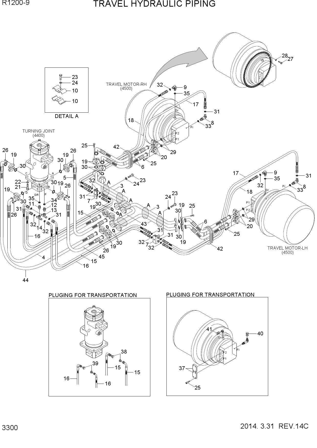 TRAVEL HYDRAULIC PIPING