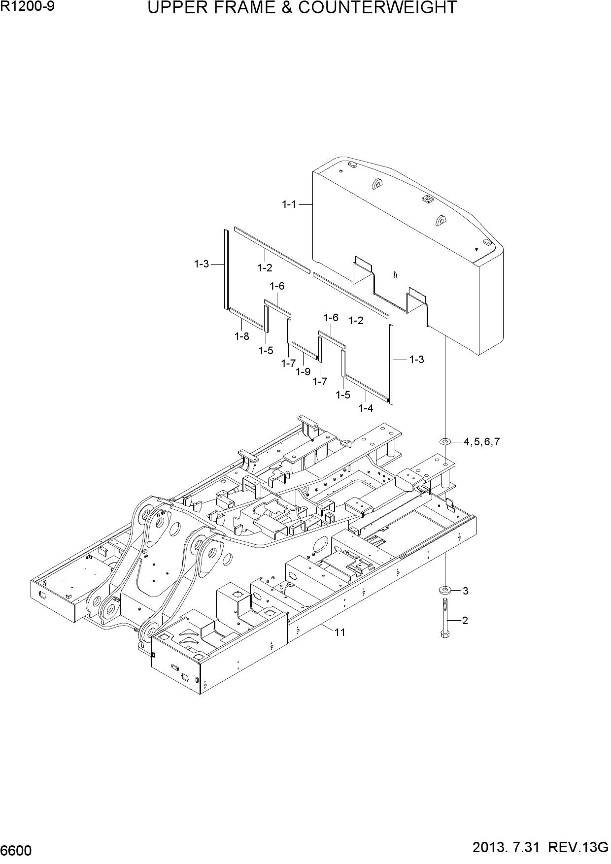 UPPER FRAME & COUNTERWEIGHT