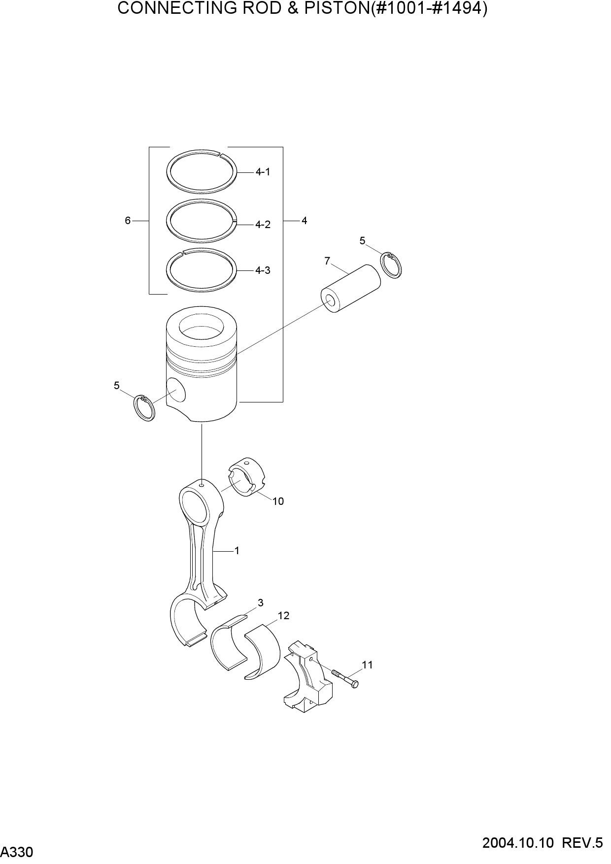 CONNECTING ROD & PISTON(#1001-#1494)