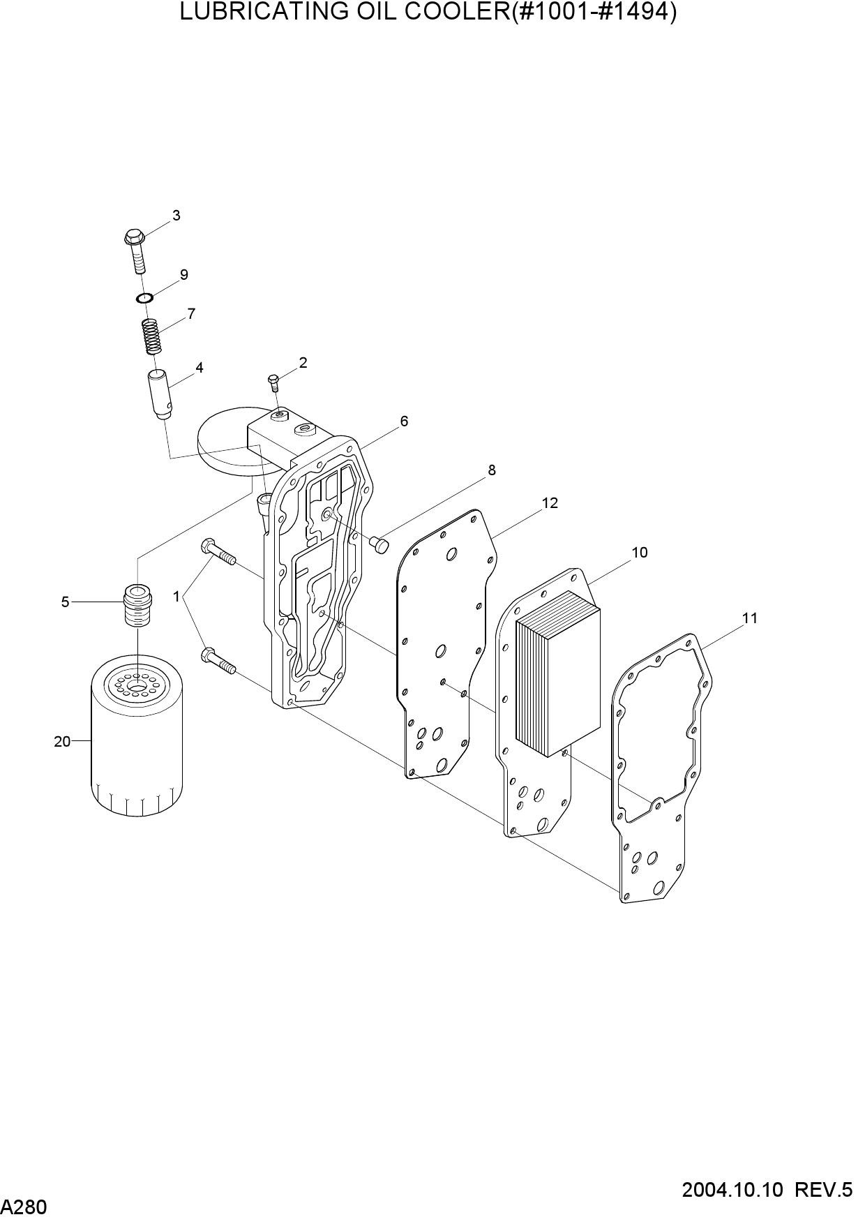LUBRICATING OIL COOLER(#1001-#1494)