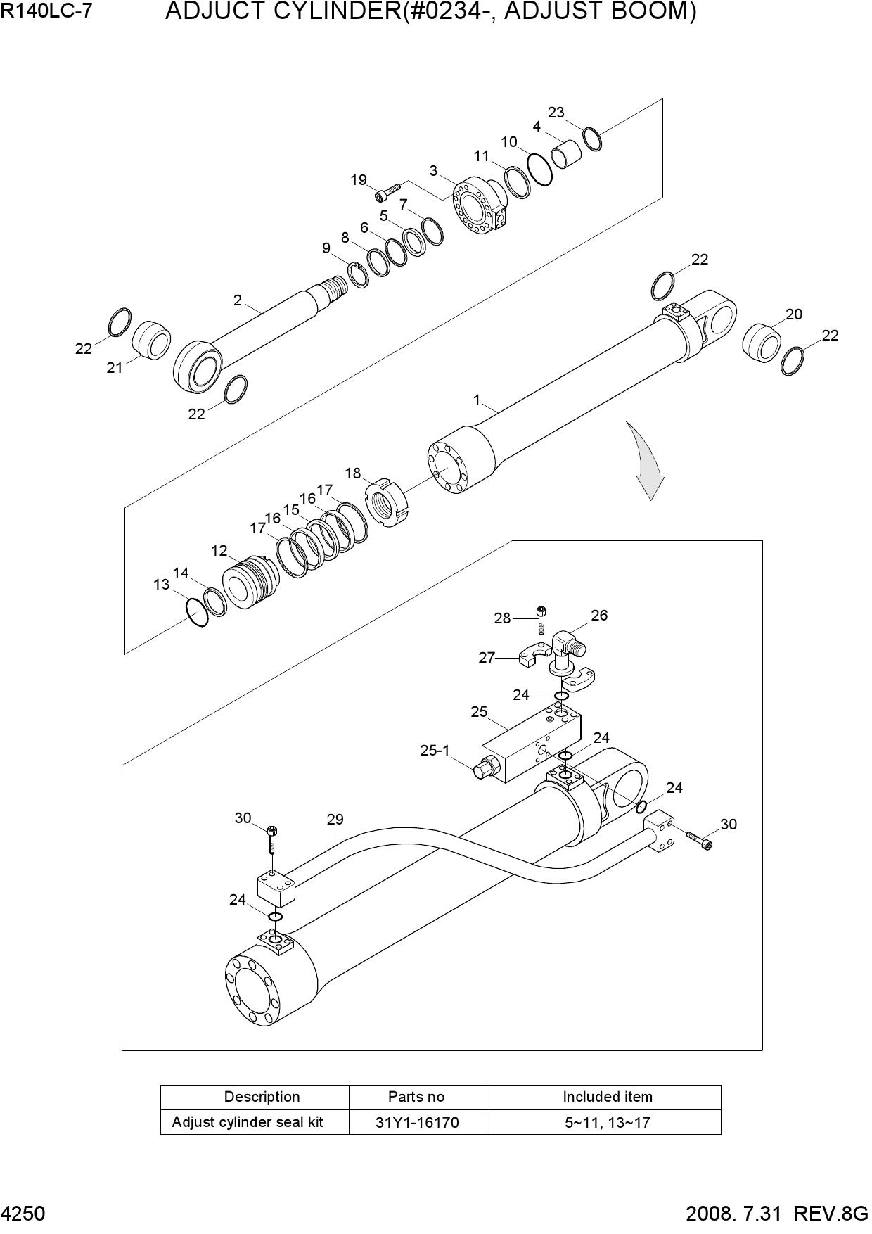 ADJUST CYLINDER(#0234-, ADJUST BOOM)