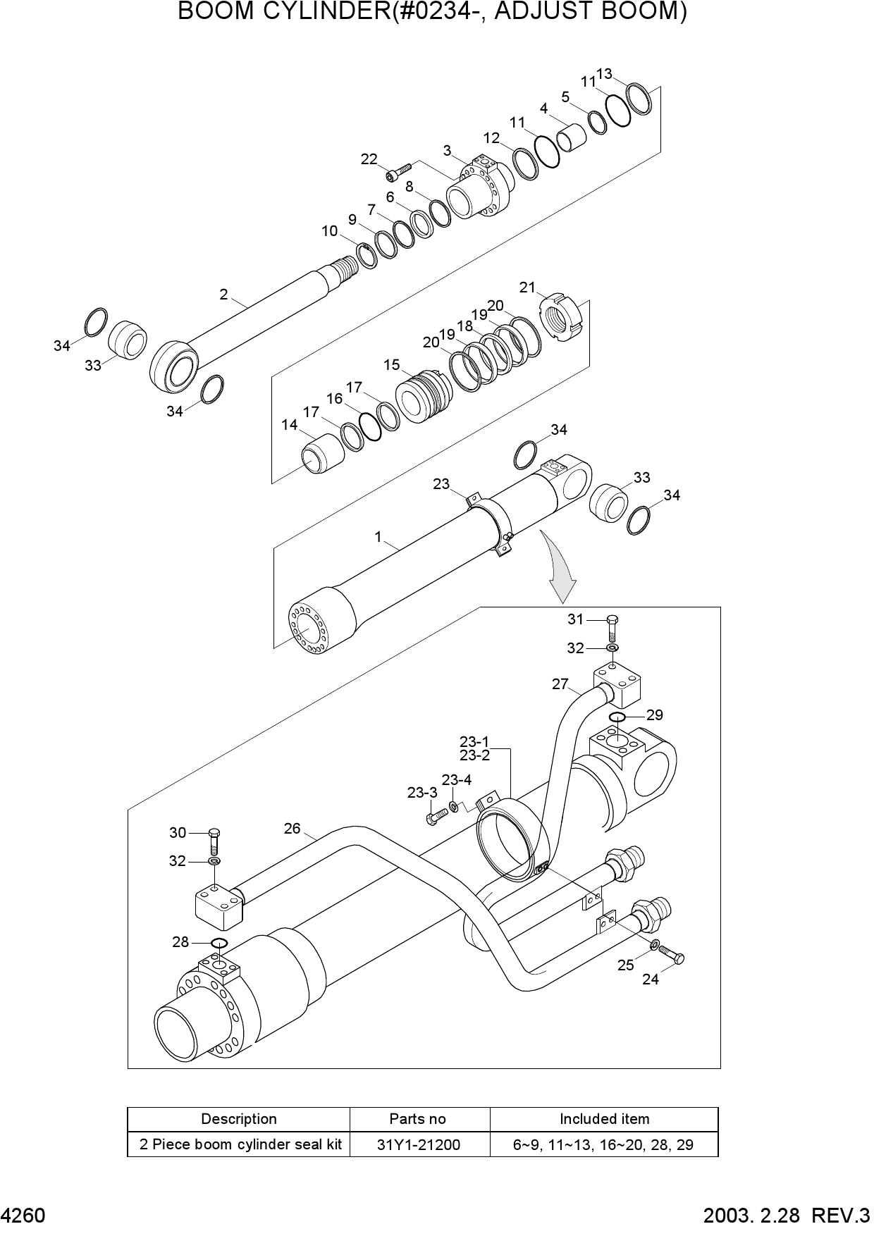 BOOM CYLINDER(#0234-, ADJUST BOOM)