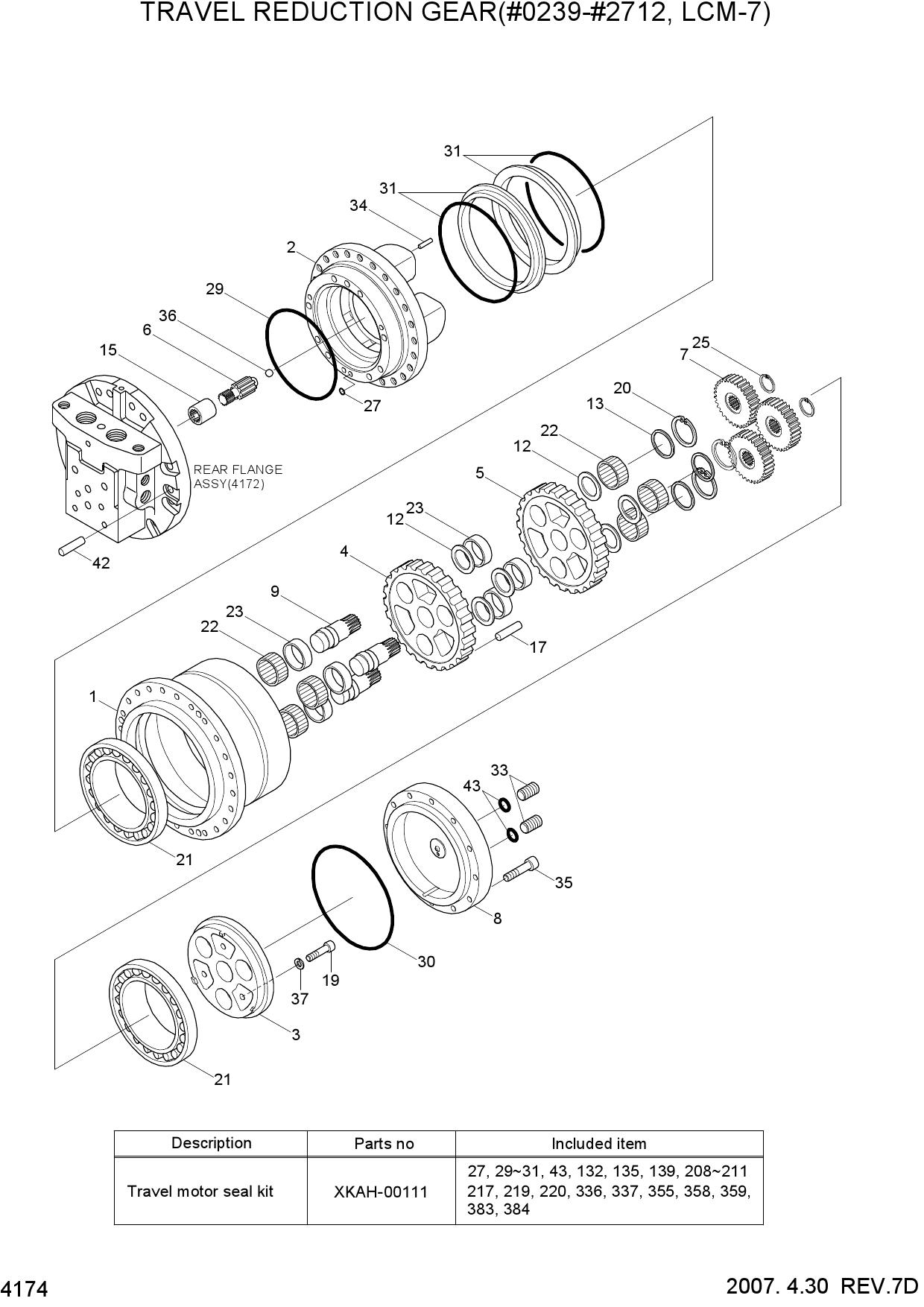 TRAVEL REDUCTION GEAR(#0239-#2712,LCM-7)