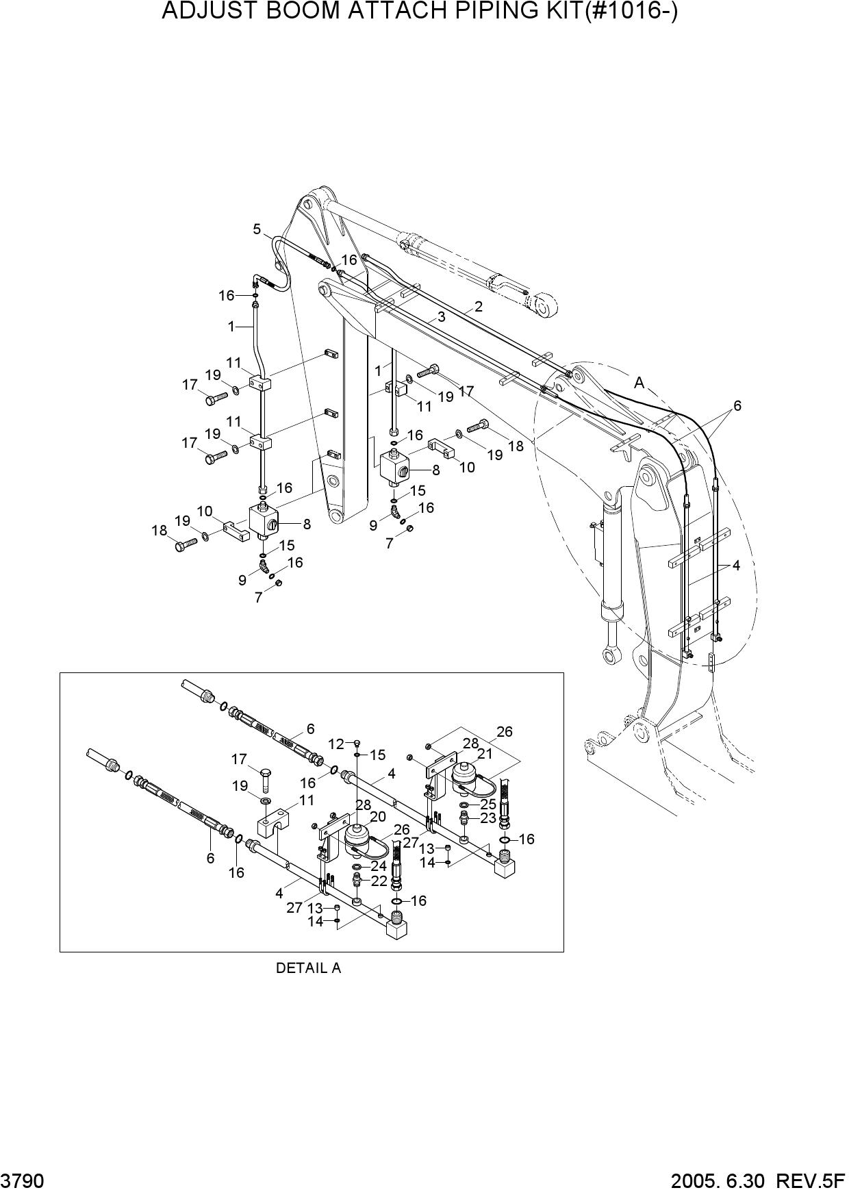 ADJUST BOOM ATTACH PIPING KIT(#1016-)