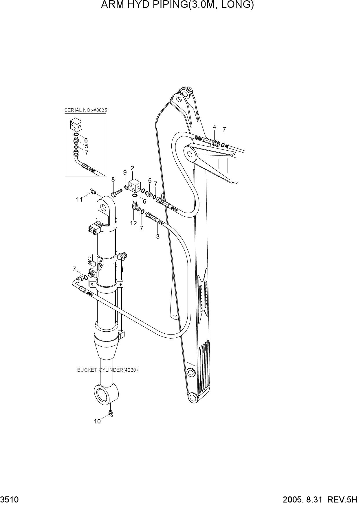 ARM HYD PIPING(3.0M, LONG)