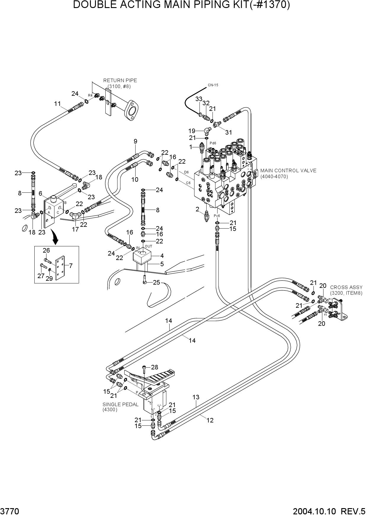 DOUBLE ACTING MAIN PIPING KIT(-#1370)