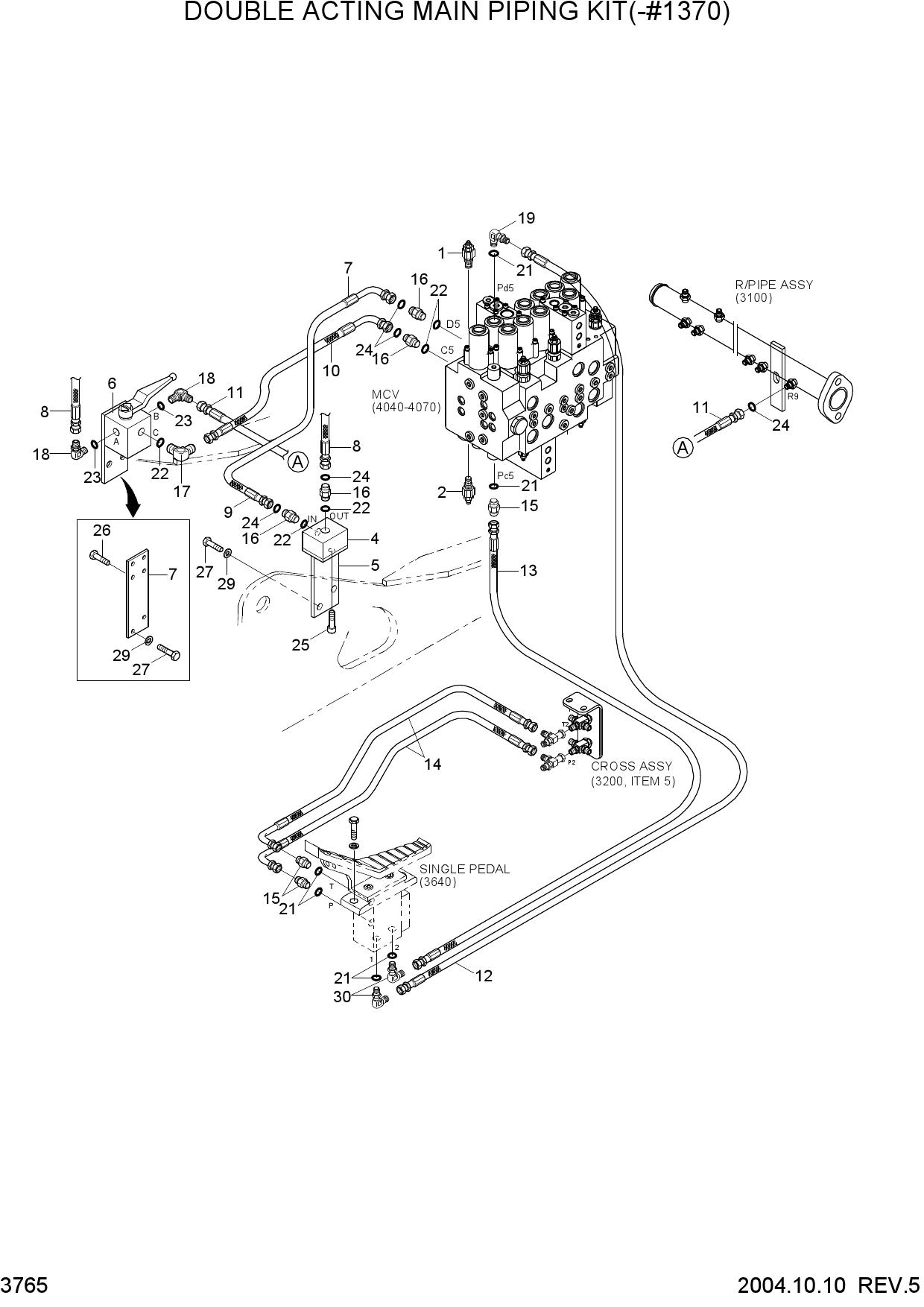 DOUBLE ACTING MAIN PIPING KIT(-#1370)