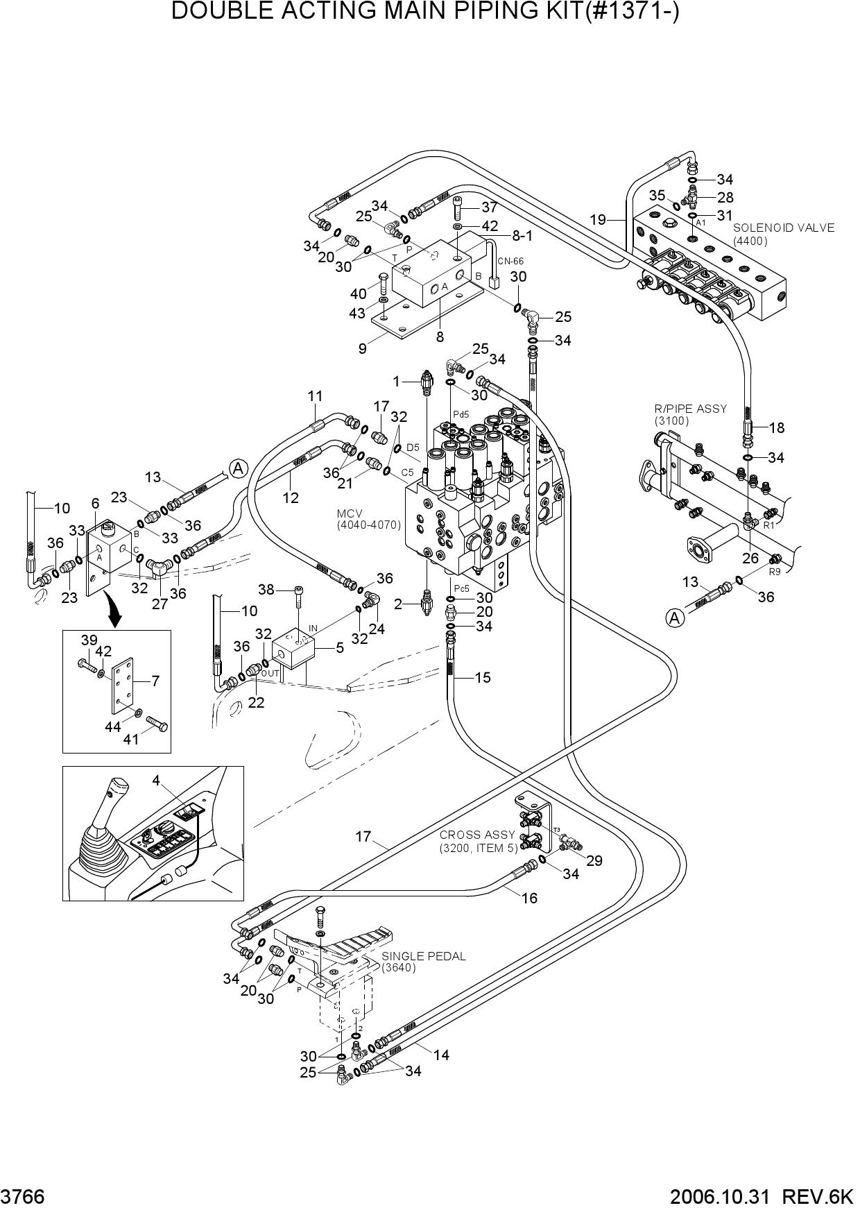 DOUBLE ACTING MAIN PIPING KIT(#1371-)