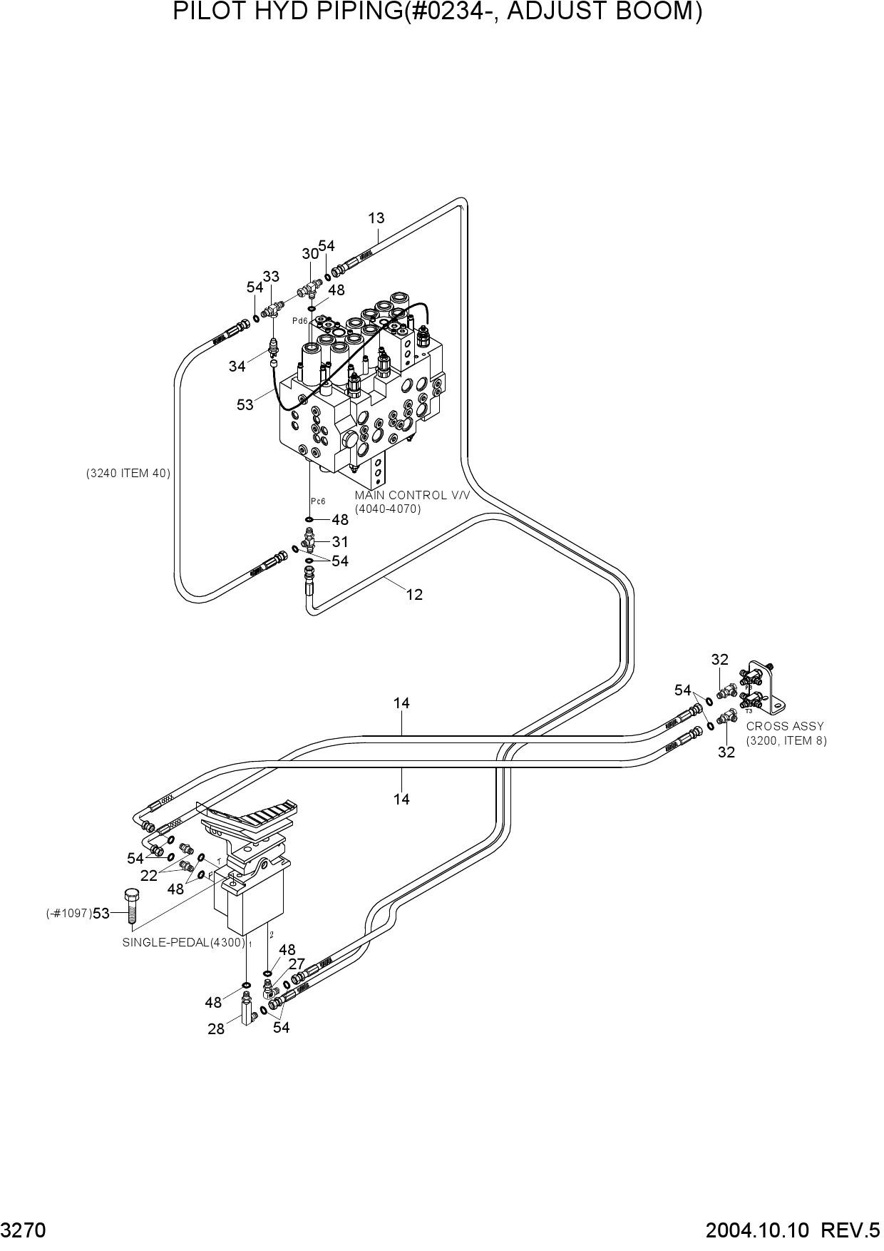PILOT HYD PIPING(ADJUST BOOM, #0234-)