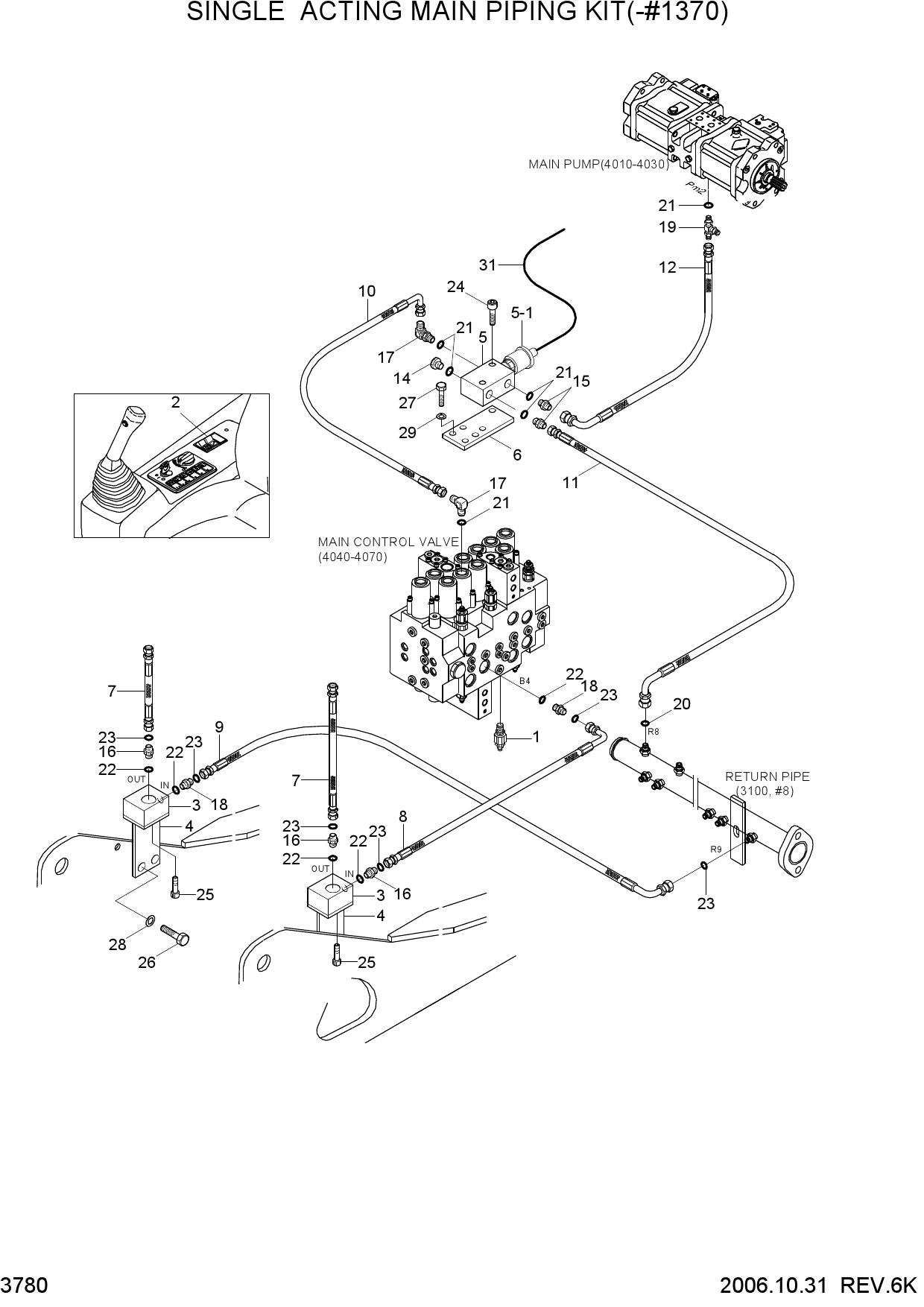 SINGLE ACTING MAIN PIPING KIT(-#1370)