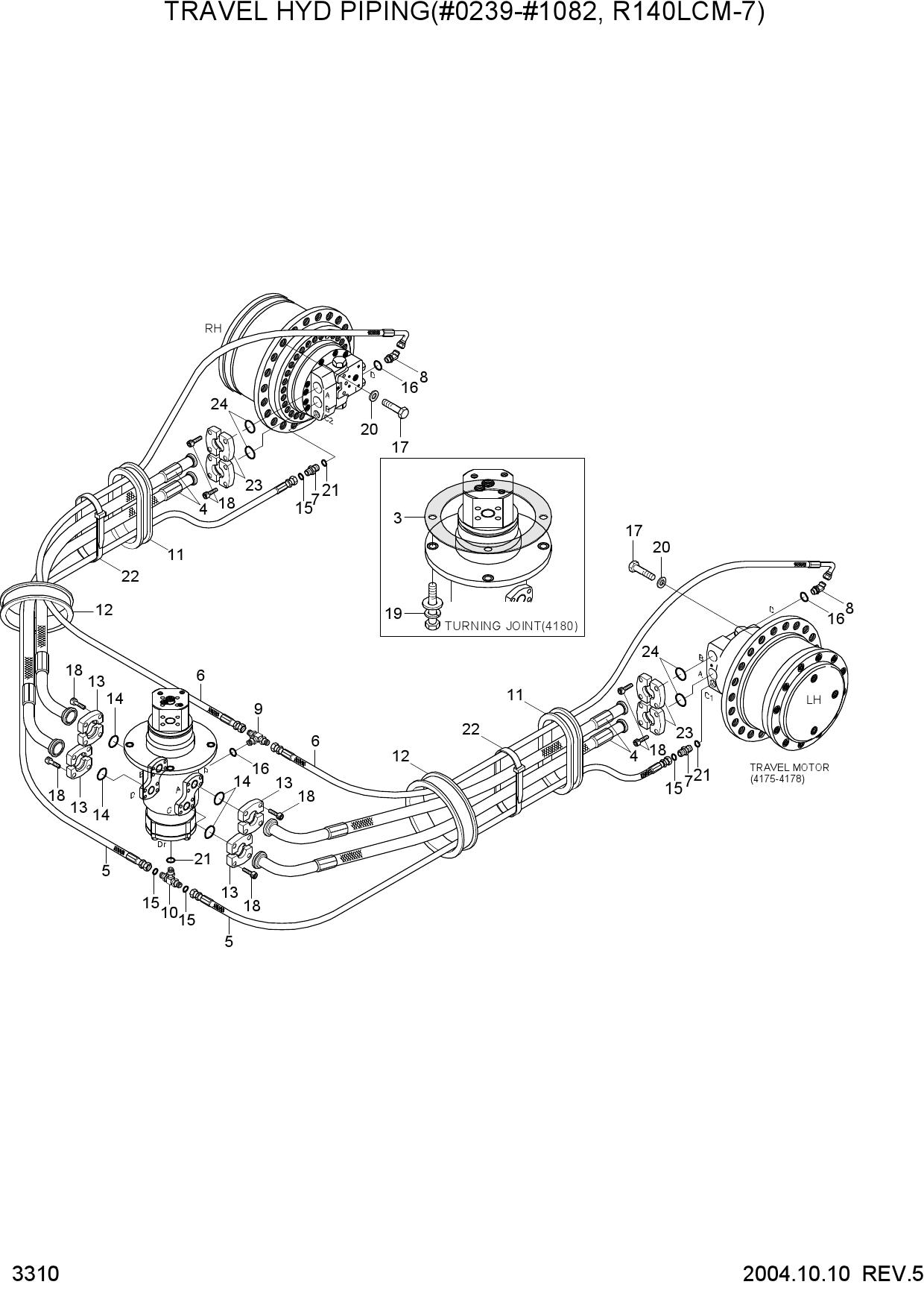 TRAVEL HYD PIPING(# 0239-#1082, LCM-7)
