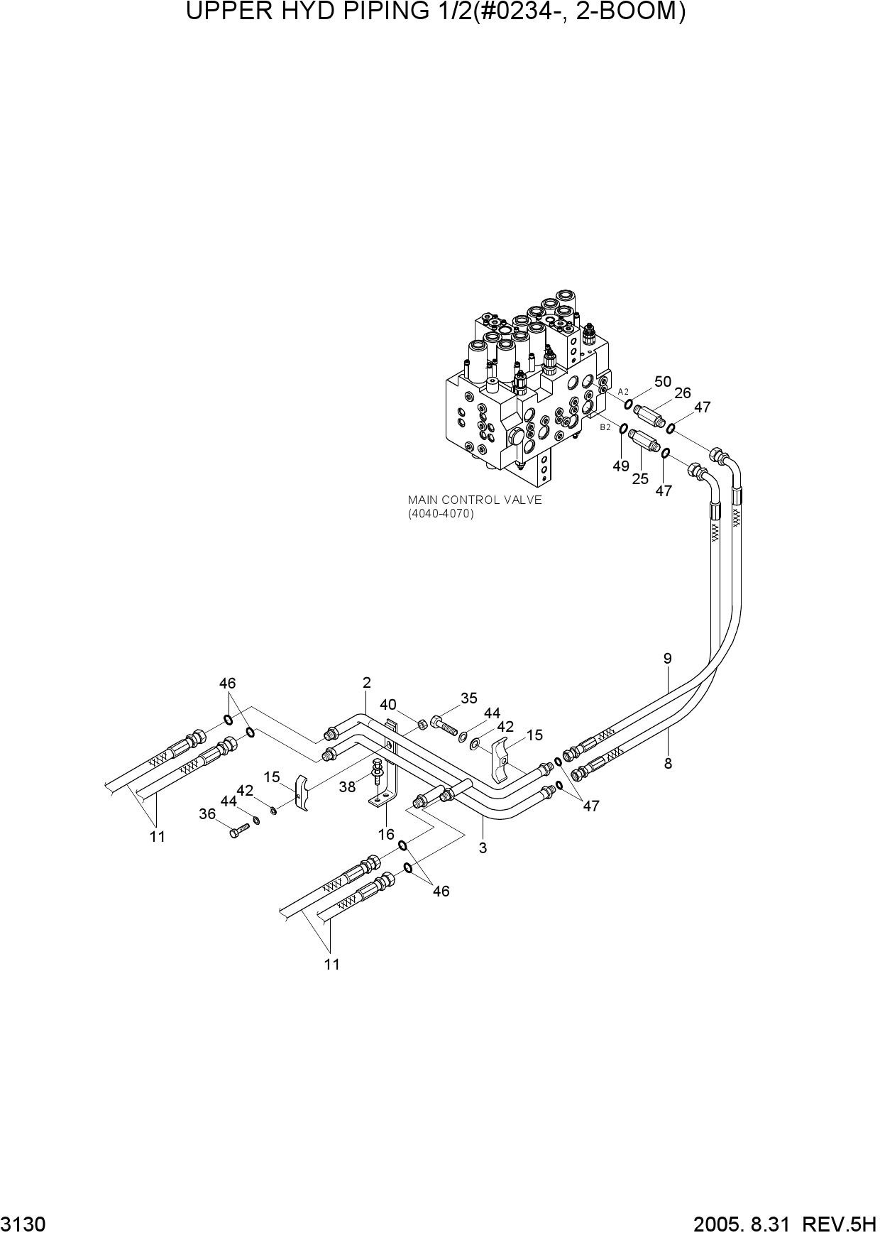 UPPER HYD PIPING 1(ADJUST BM, #0234-)