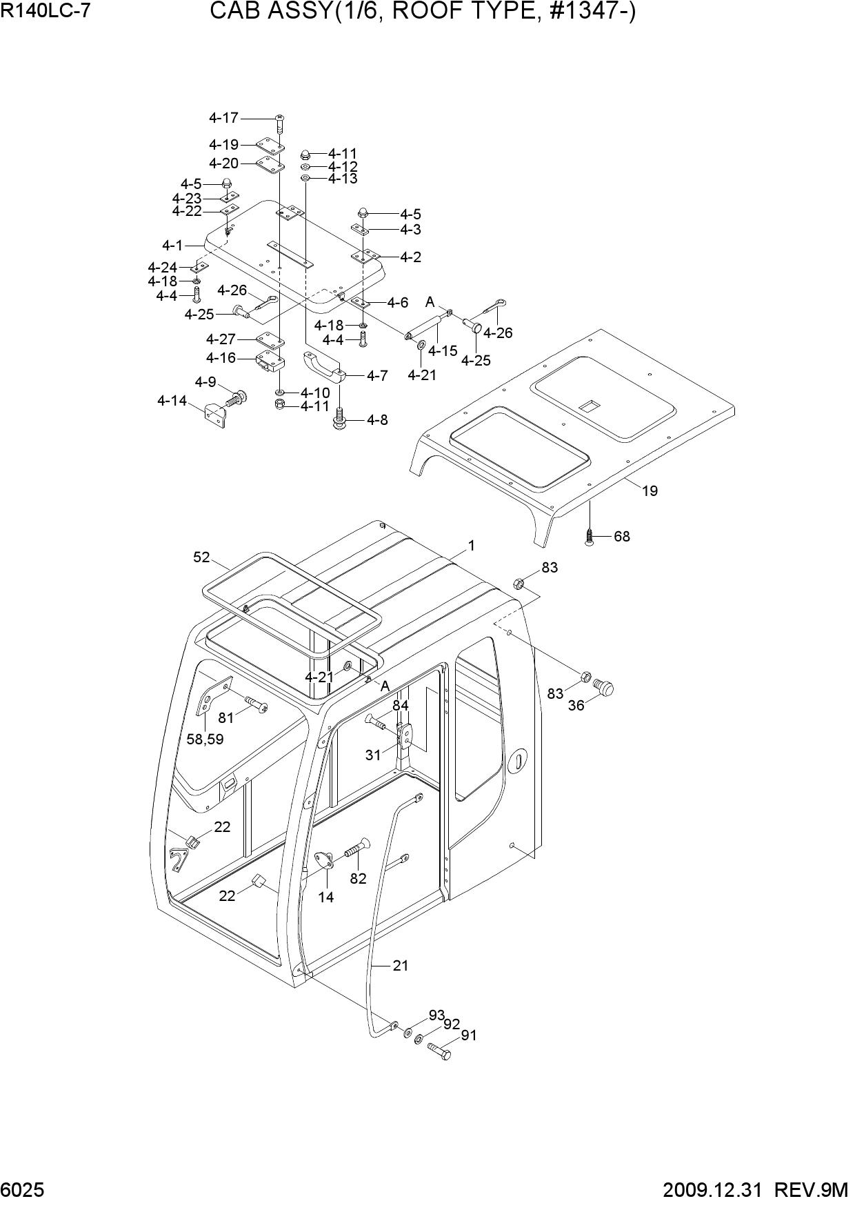 CAB ASSY(1/6, ROOF TYPE, #1347-)