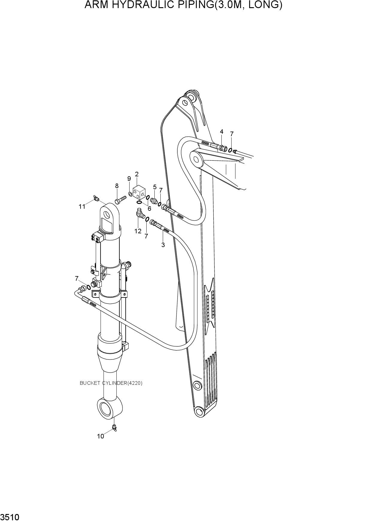 ARM HYD PIPING(3.0M, LONG)