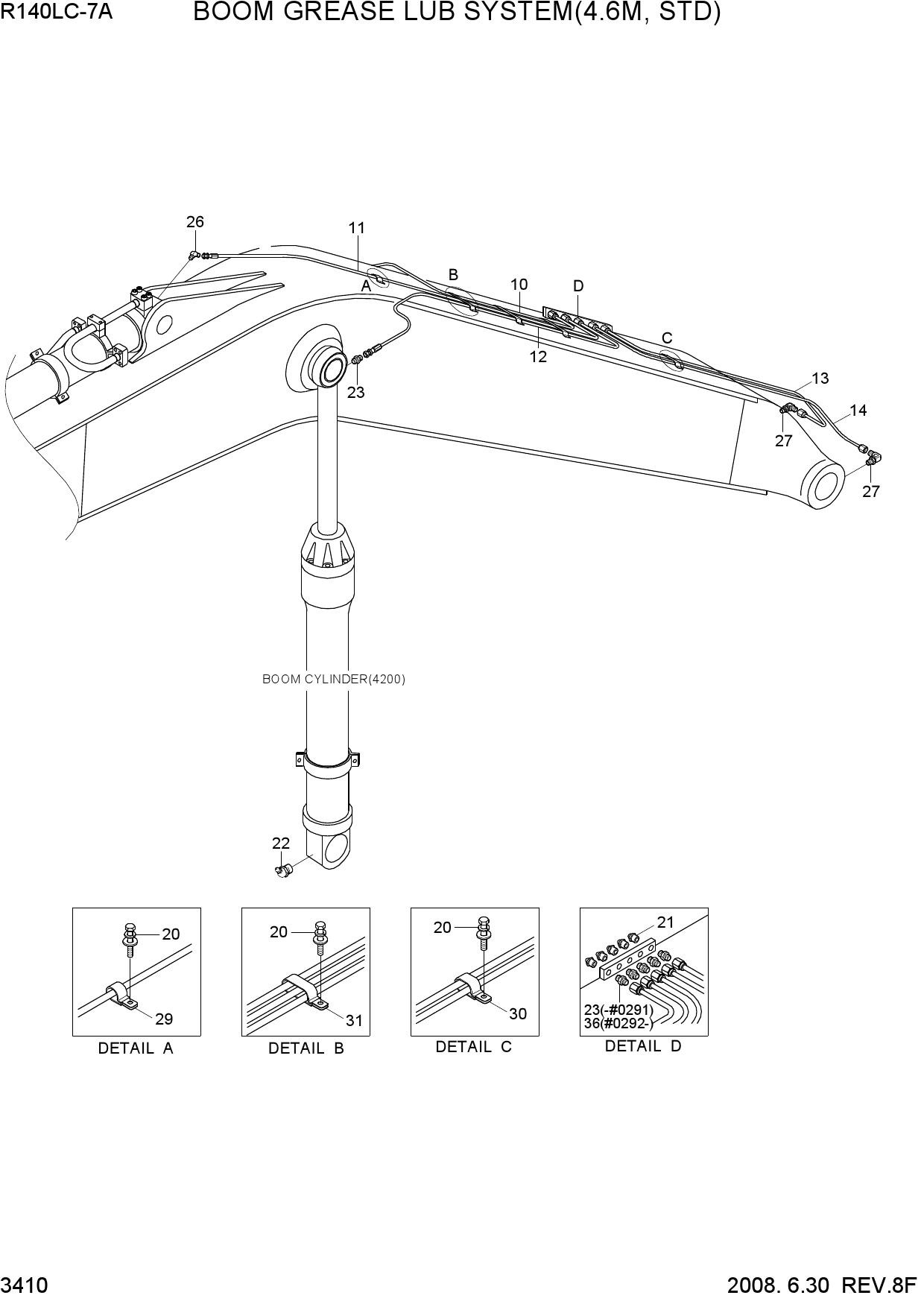 BOOM GREASE LUB SYSTEM(4.6M, STD)