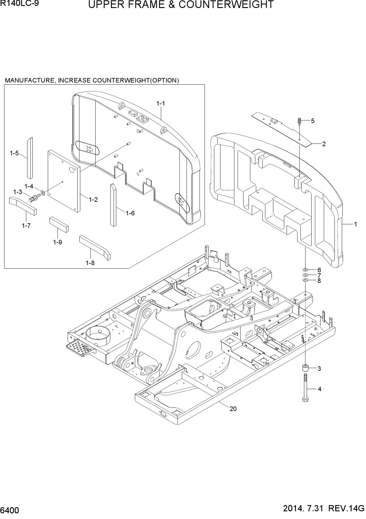UPPER FRAME & COUNTERWEIGHT