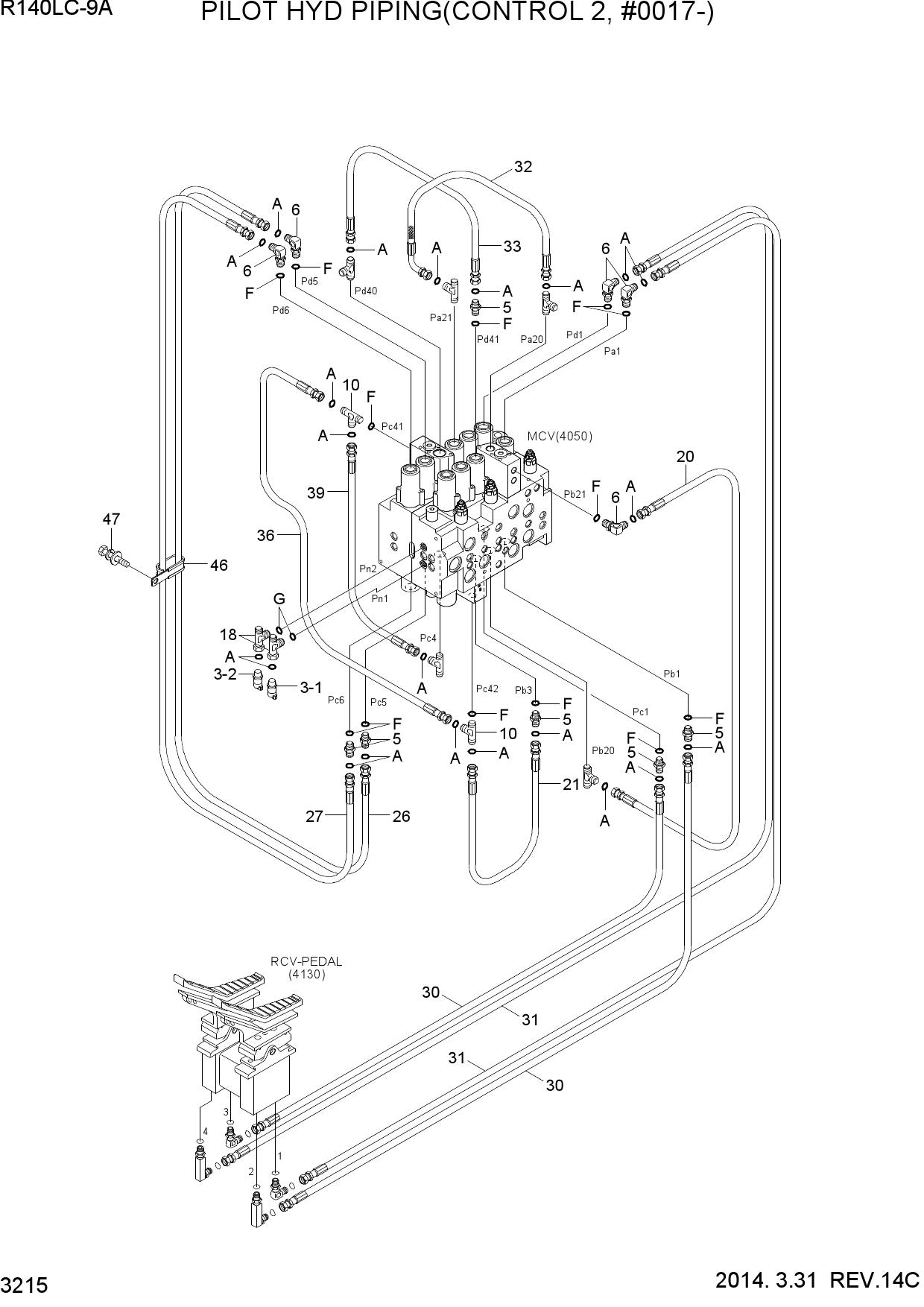 PILOT HYD PIPING(CONTROL 2, #0017-)