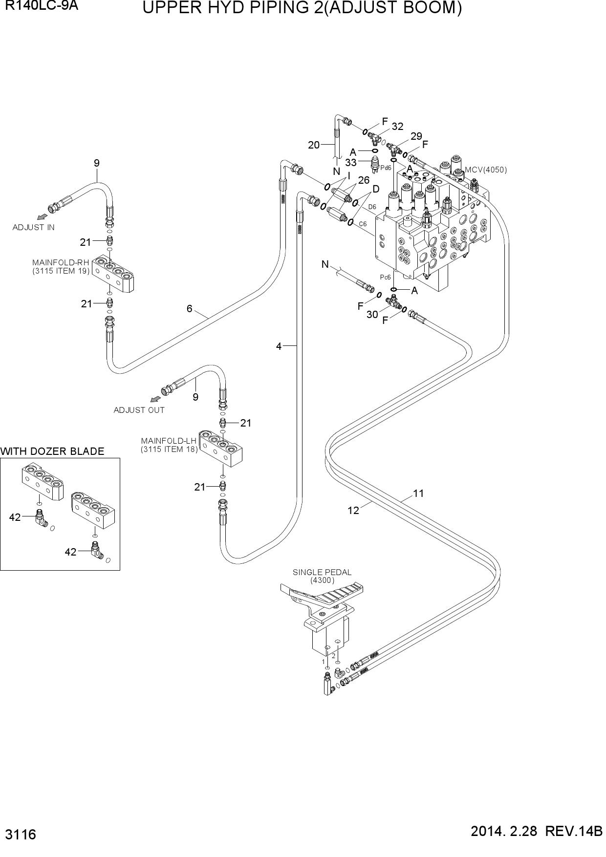 UPPER HYD PIPING 2(ADJUST BOOM)