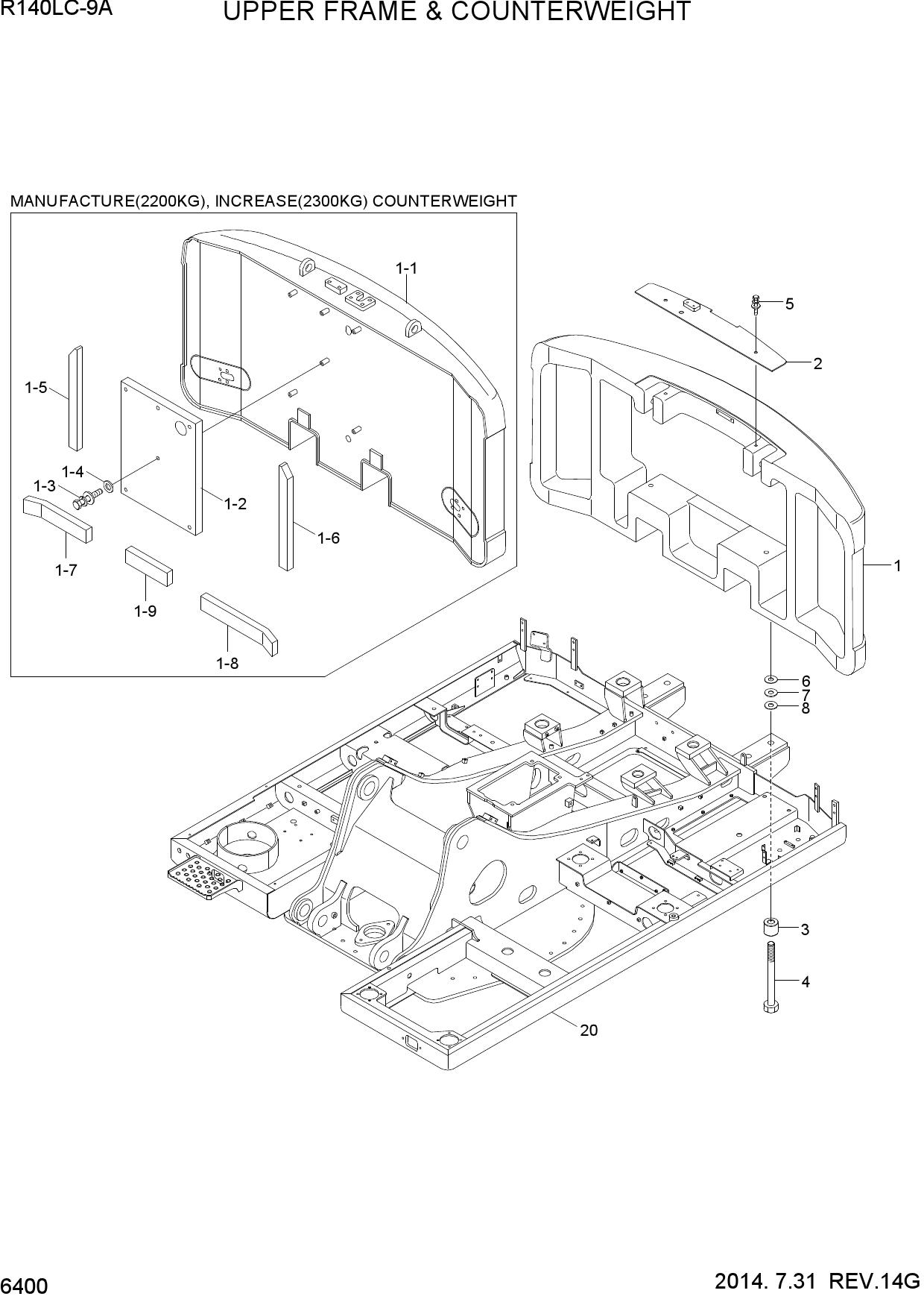 UPPER FRAME & COUNTERWEIGHT