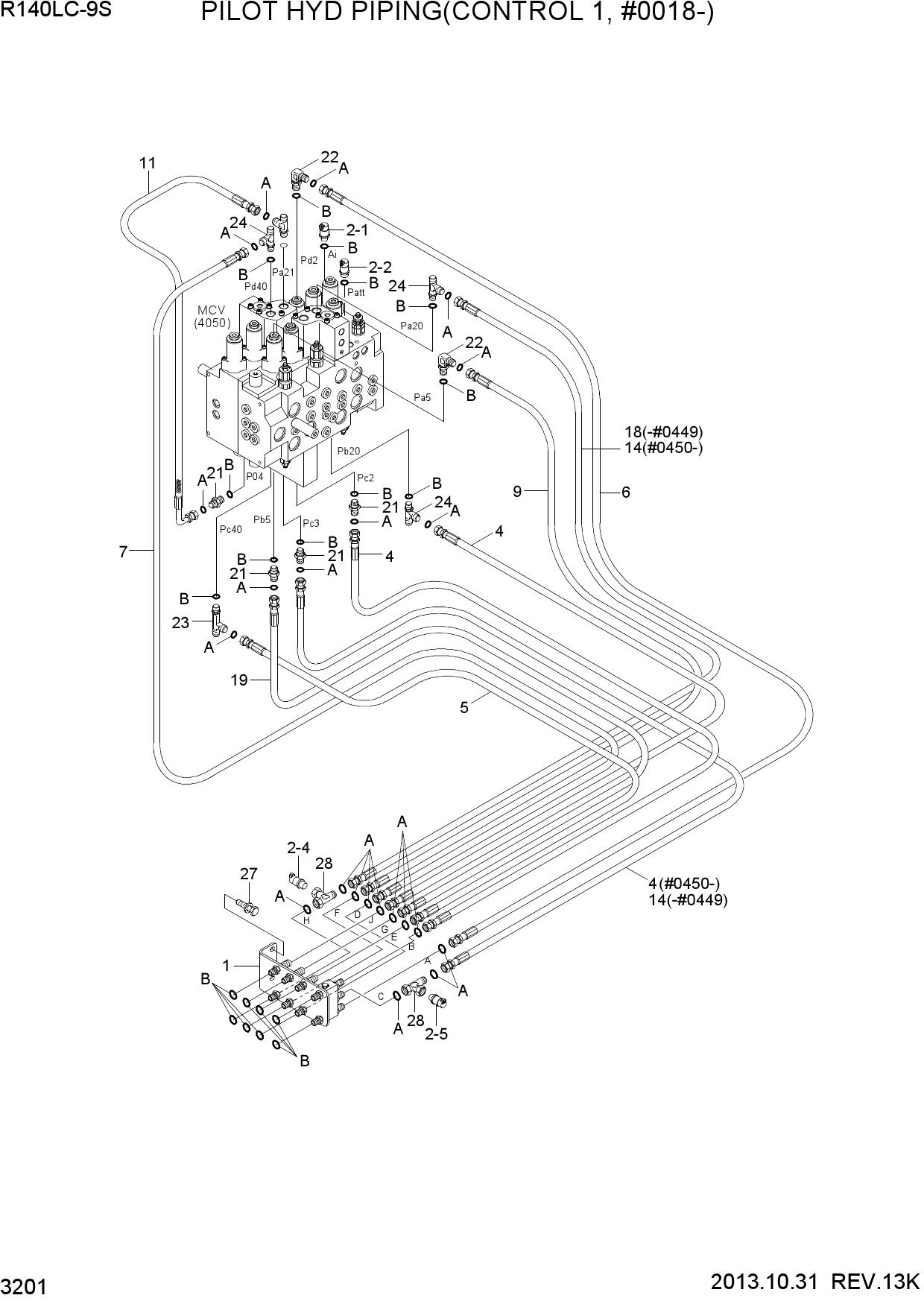 PILOT HYD PIPING(CONTROL 1, #0018-)