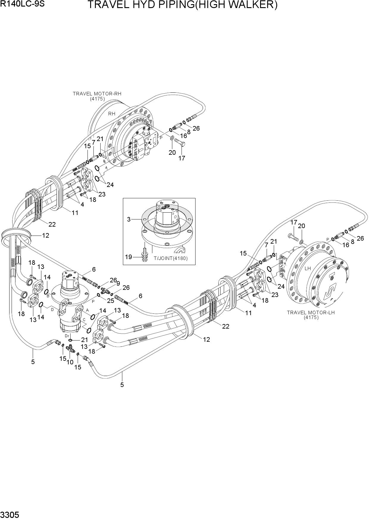 TRAVEL HYD PIPING(R140LCM-9S)