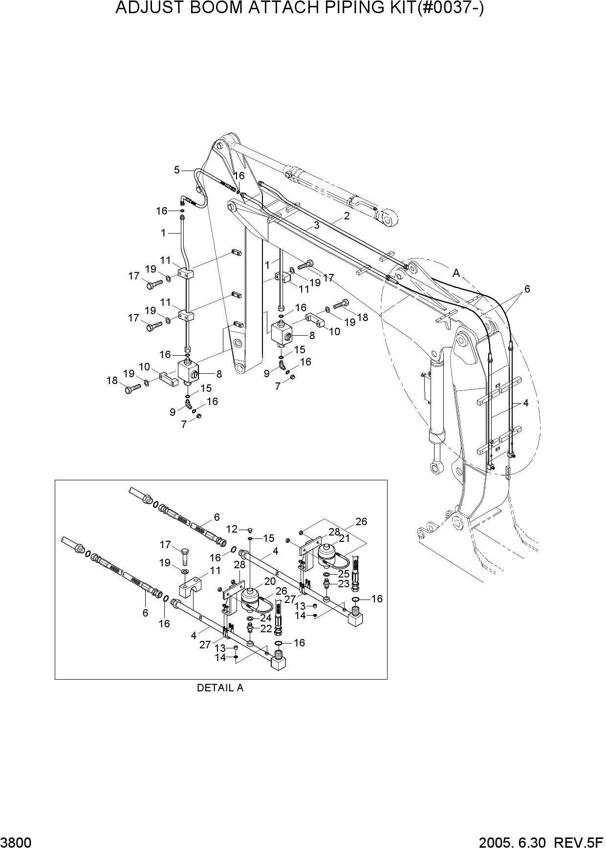 ADJUST BOOM ATTACH PIPING KIT(#0037-)