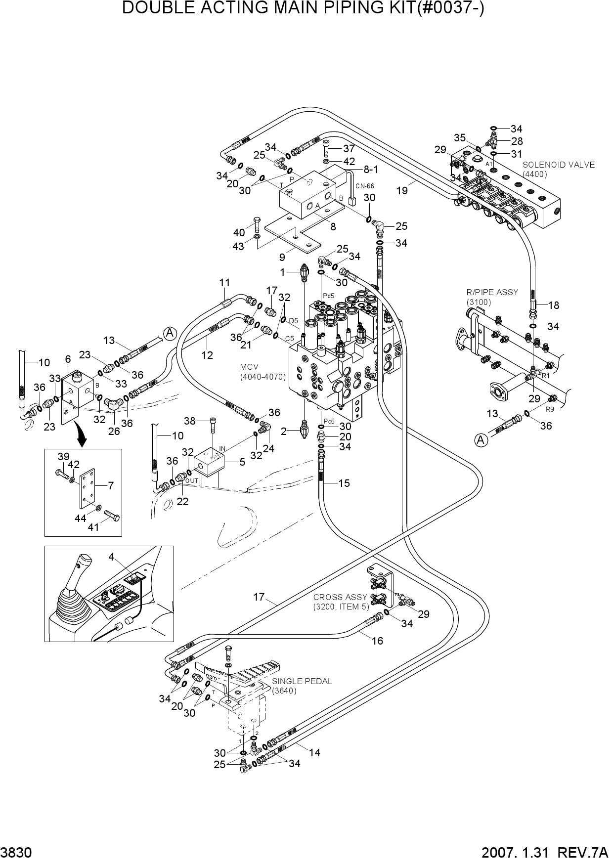 DOUBLE ACTING MAIN PIPING KIT(#0037-)