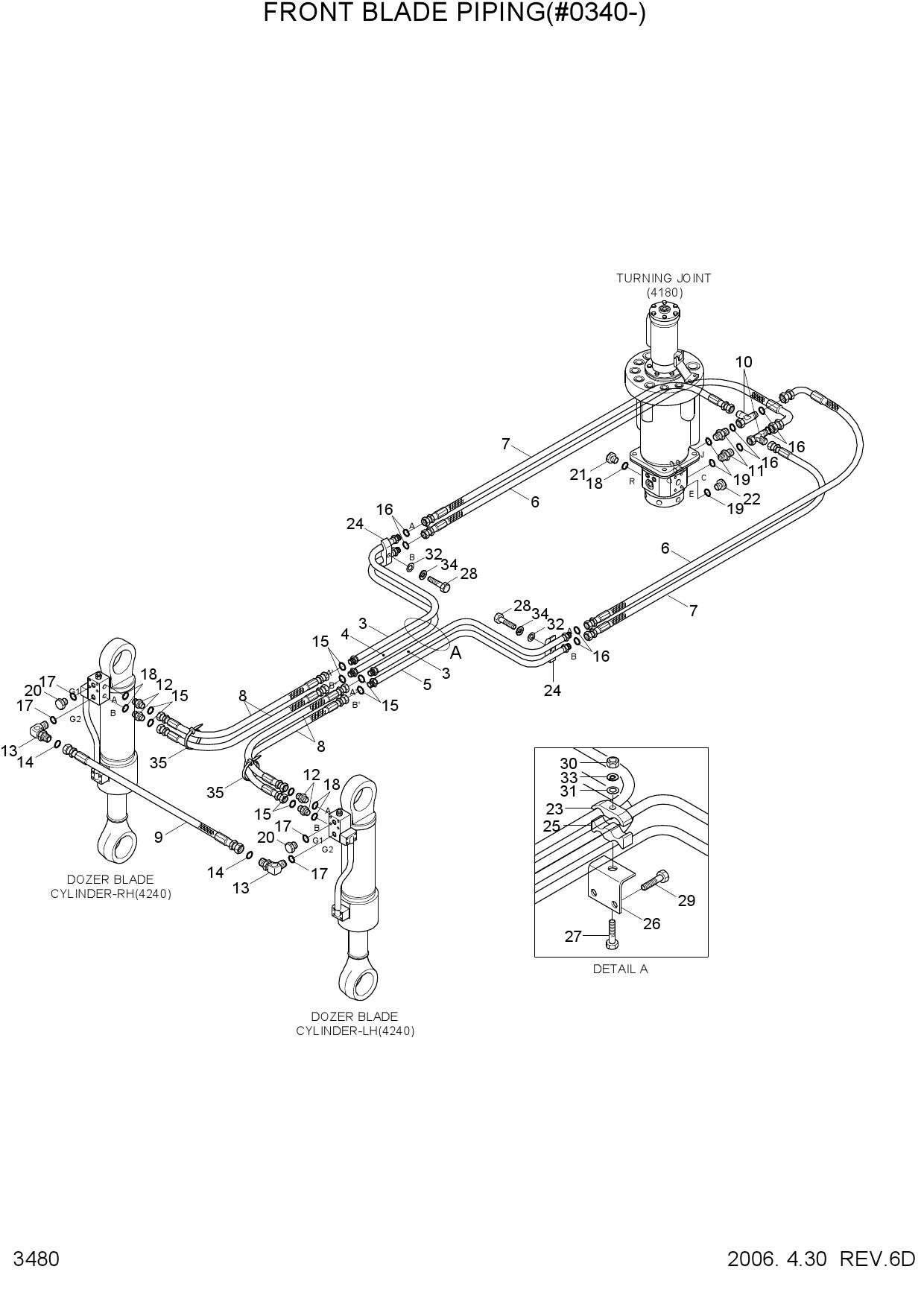 LOWER HYD PIPING(FRONT BLADE, #0340-)