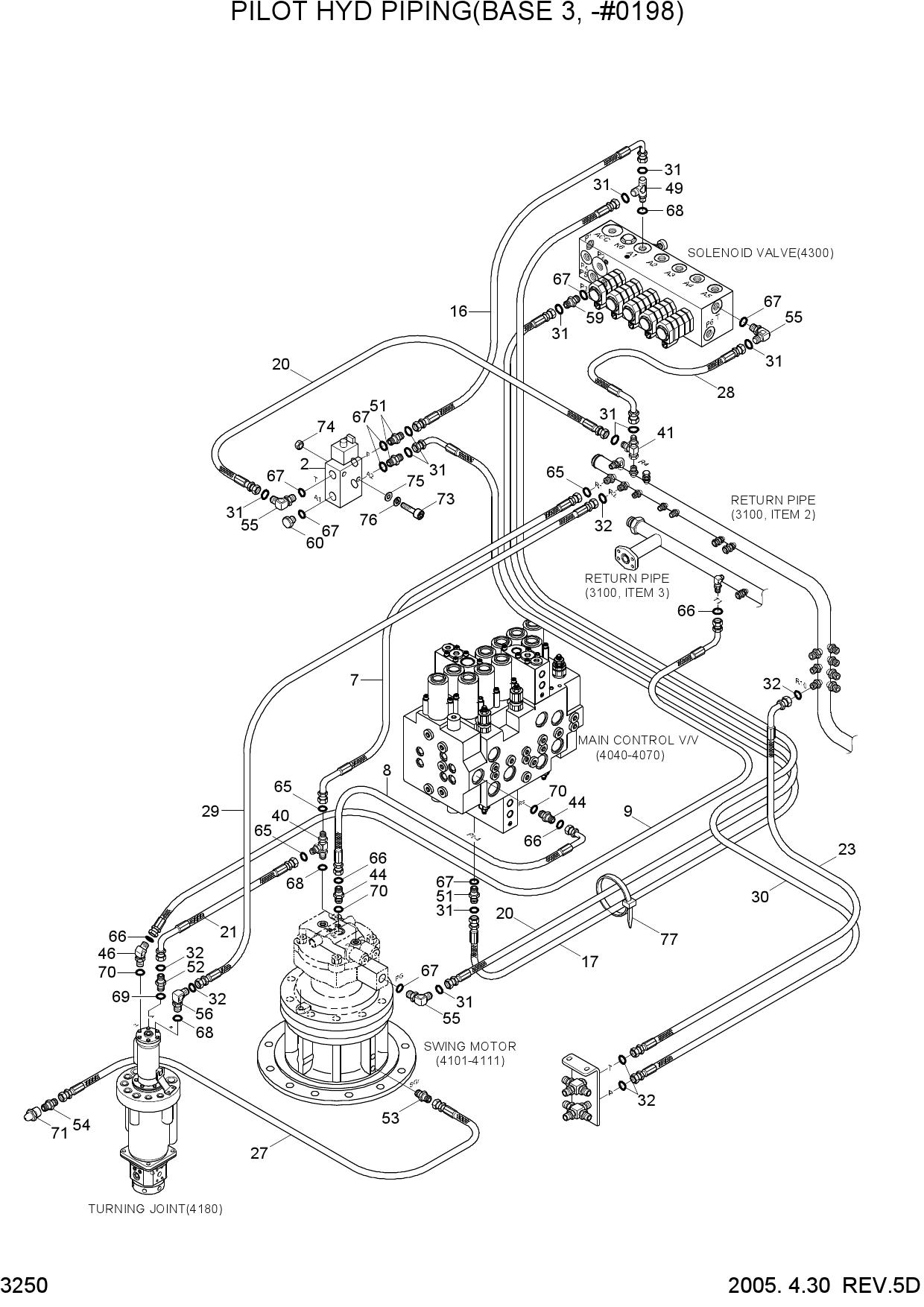 PILOT HYD PIPING(BASE 3, -#0198)