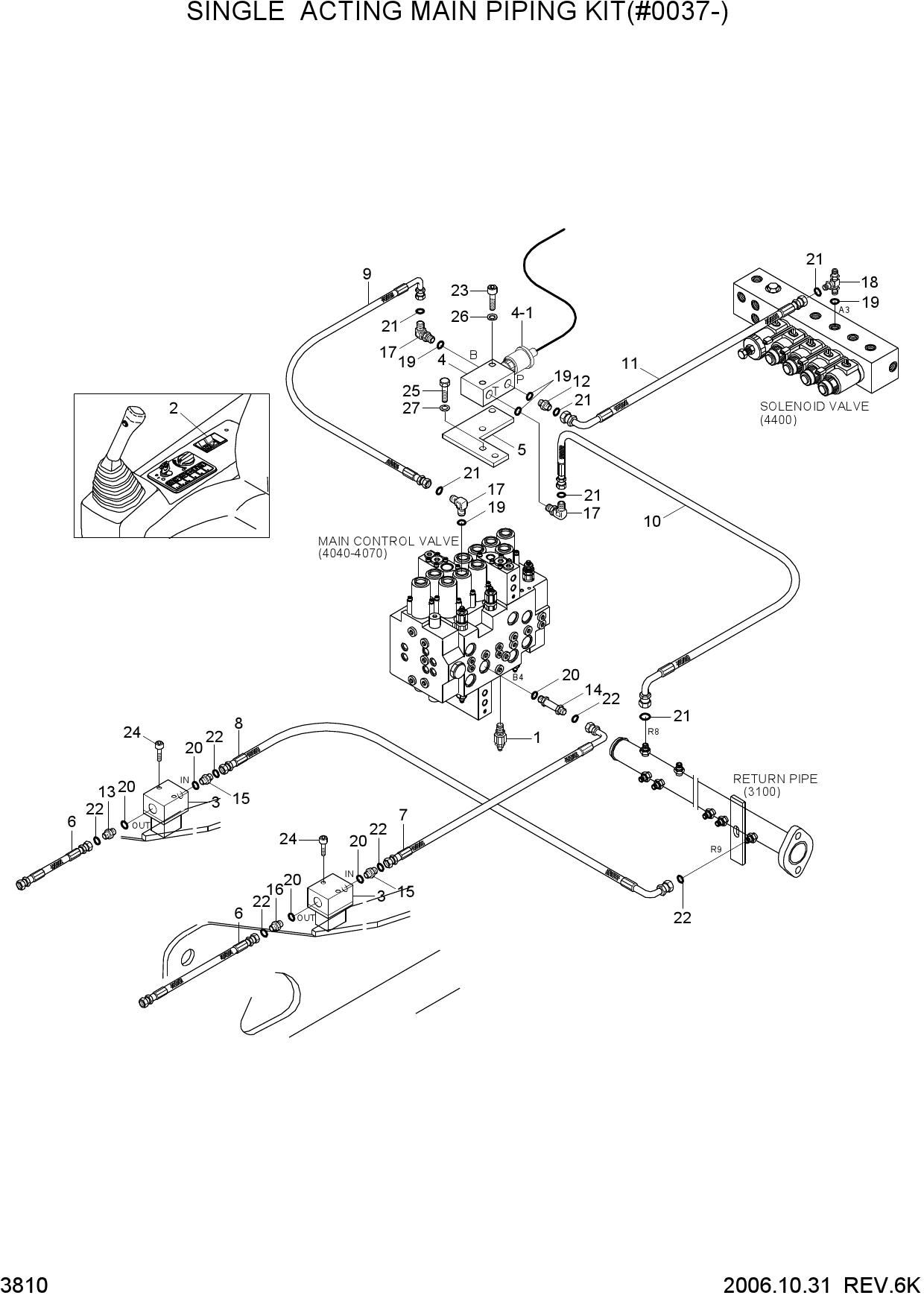 SINGLE ACTING MAIN PIPING KIT(#0037-)