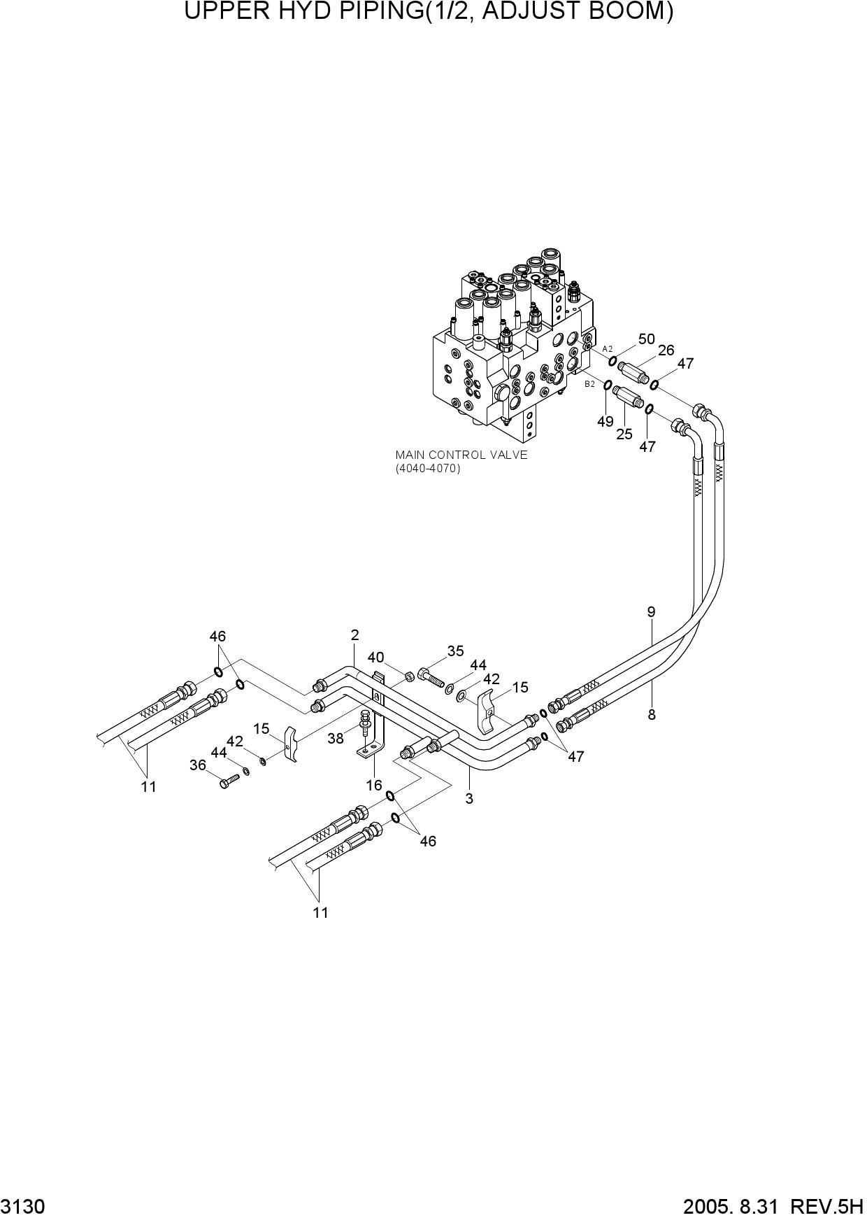 UPPER HYD PIPING (1/2, ADJUST BOOM)