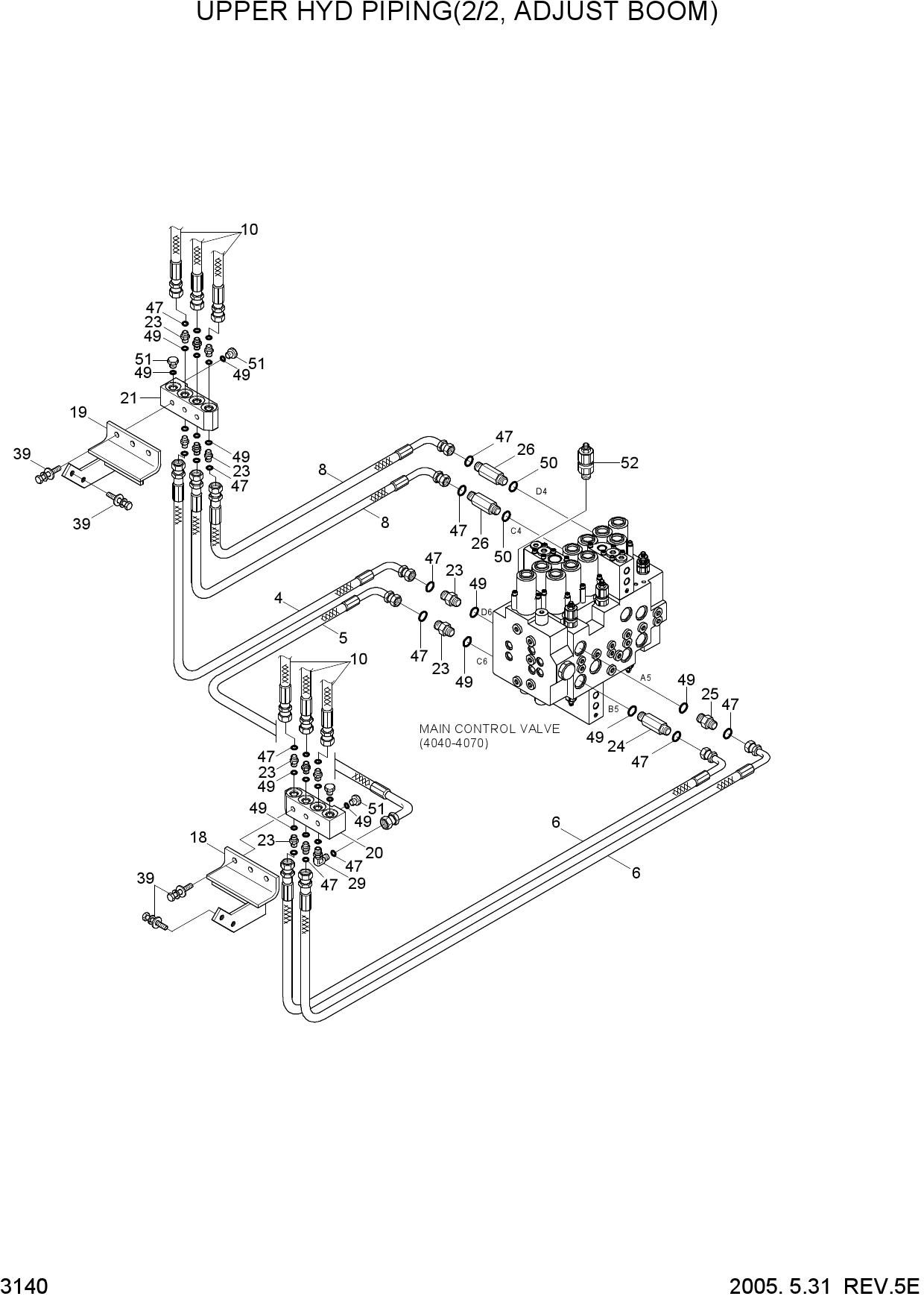 UPPER HYD PIPING (2/2, ADJUST BOOM)
