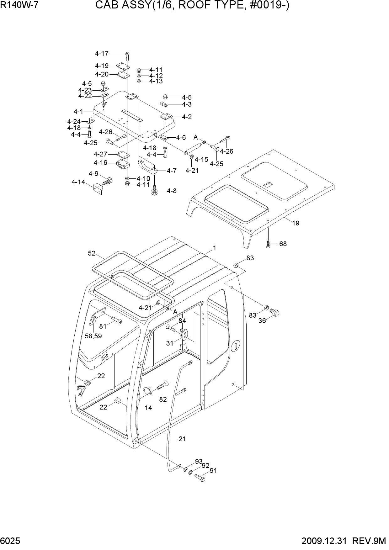 CAB ASSY(1/6, ROOF TYPE, #0019-)