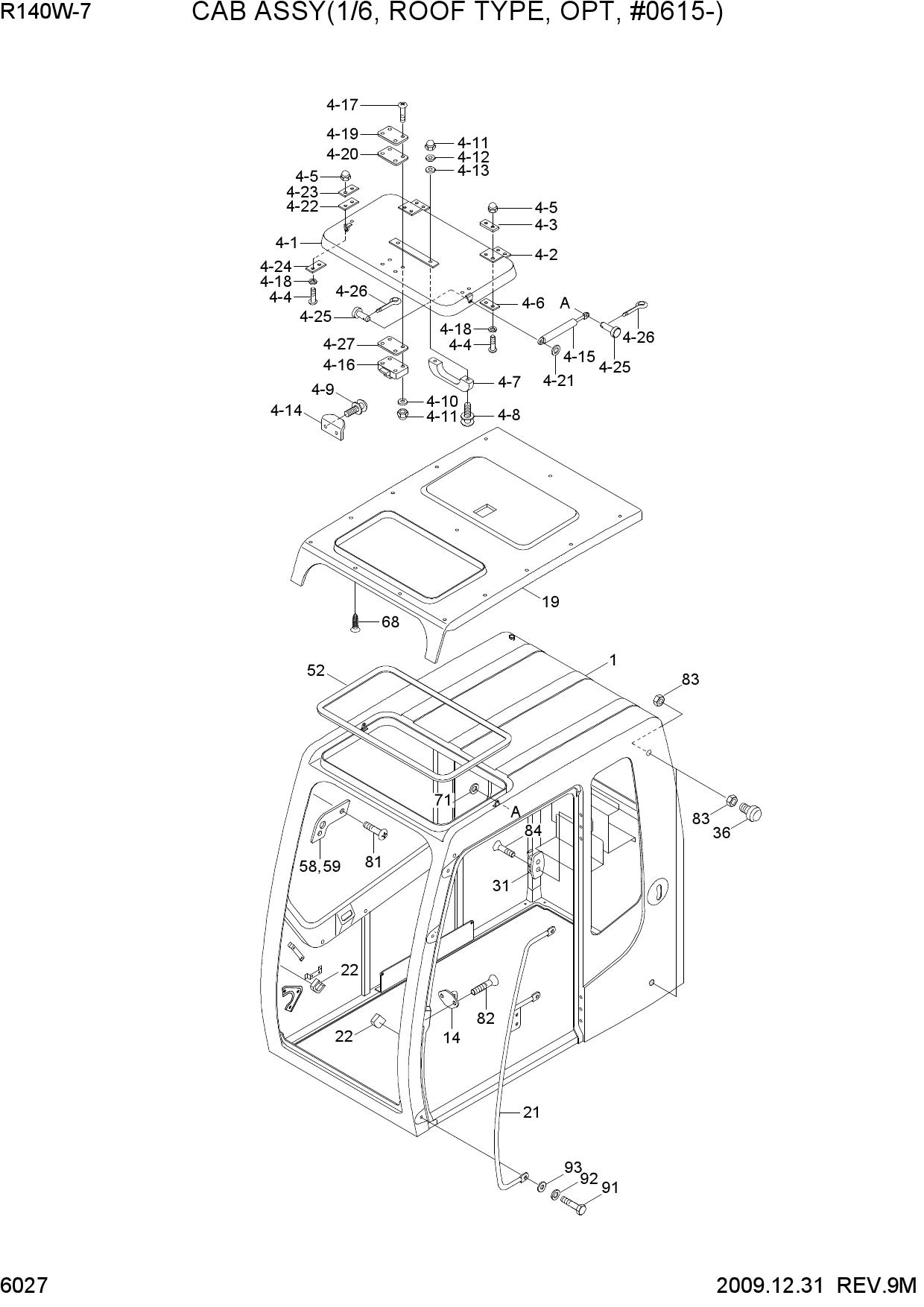 CAB ASSY(1/6, ROOF TYPE, OPT, #0615-)